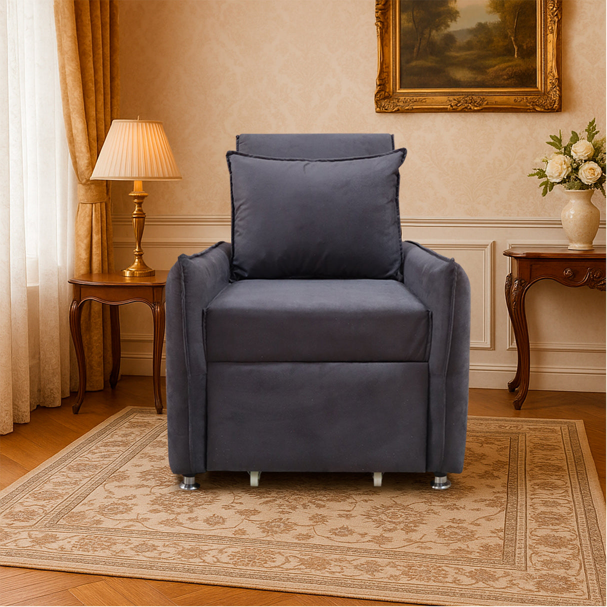 Silla Multipropósito Napoli Gris 75x94cm de Un Puesto Reclinable Antifluido y sin Apoya Brazos - SOFAS Y POLTRONAS | Bylmo