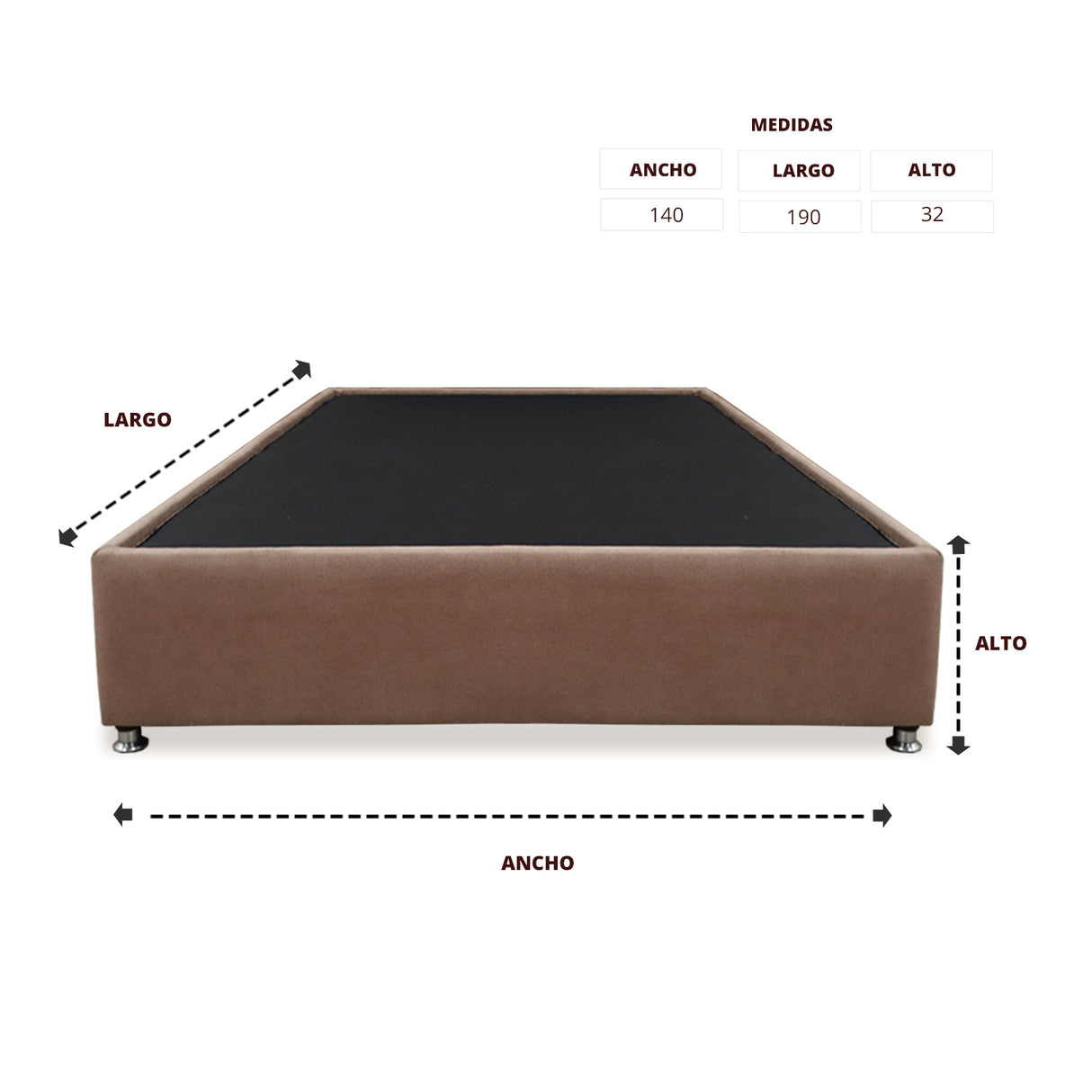 Base Cama Graf Camel para Cama Doble 140 X 190 Cm con Patas - CAMAS | Bylmo