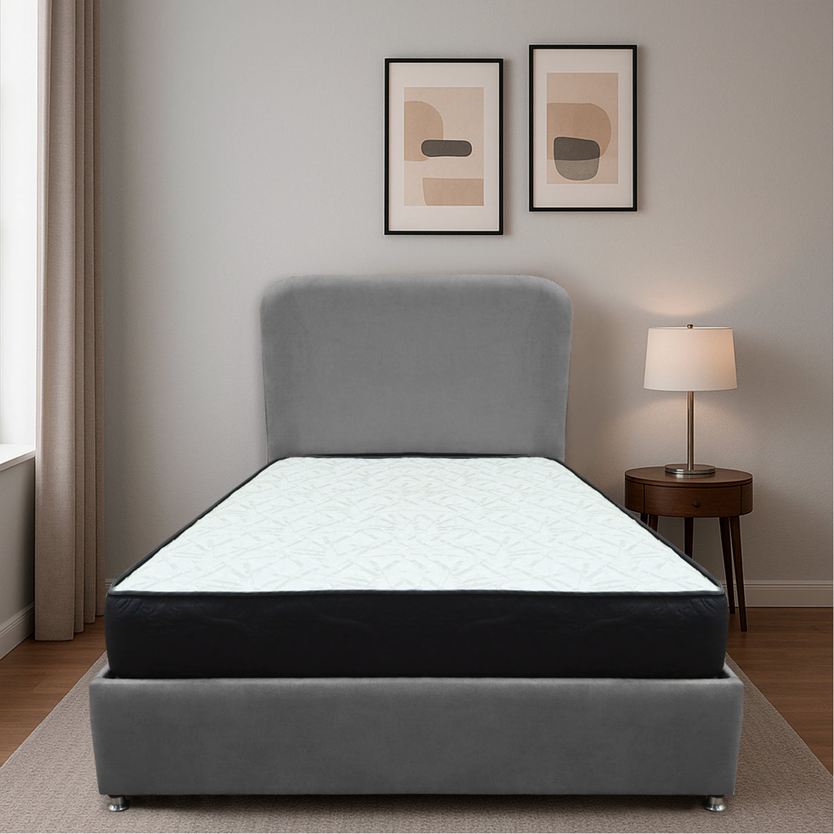 Combo Base Cama y Colchón Comfort Gris para Cama Sencilla 100 X 190 Cm con Patas - CAMAS | Bylmo