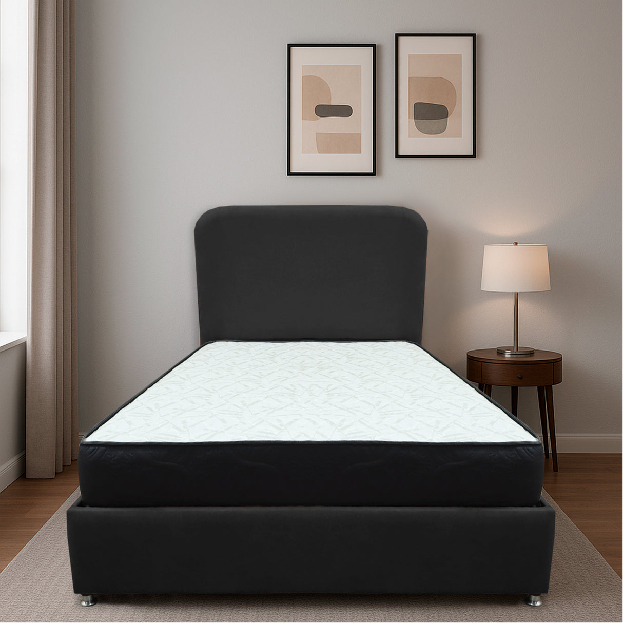 Combo Base Cama y Colchón Comfort Negro para Cama Doble 140 X 190 Cm con Patas - CAMAS | Bylmo