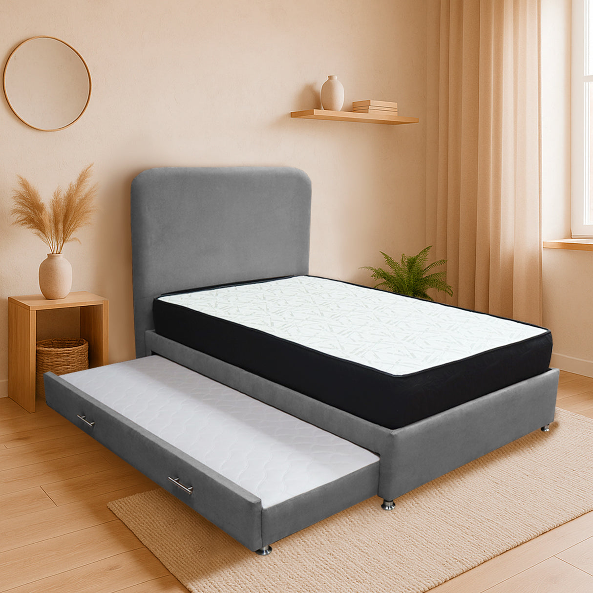 Combo Cama Tarima y Colchón Comfort Gris para Cama Doble 140 X 190 Cm con Patas - CAMAS | Bylmo