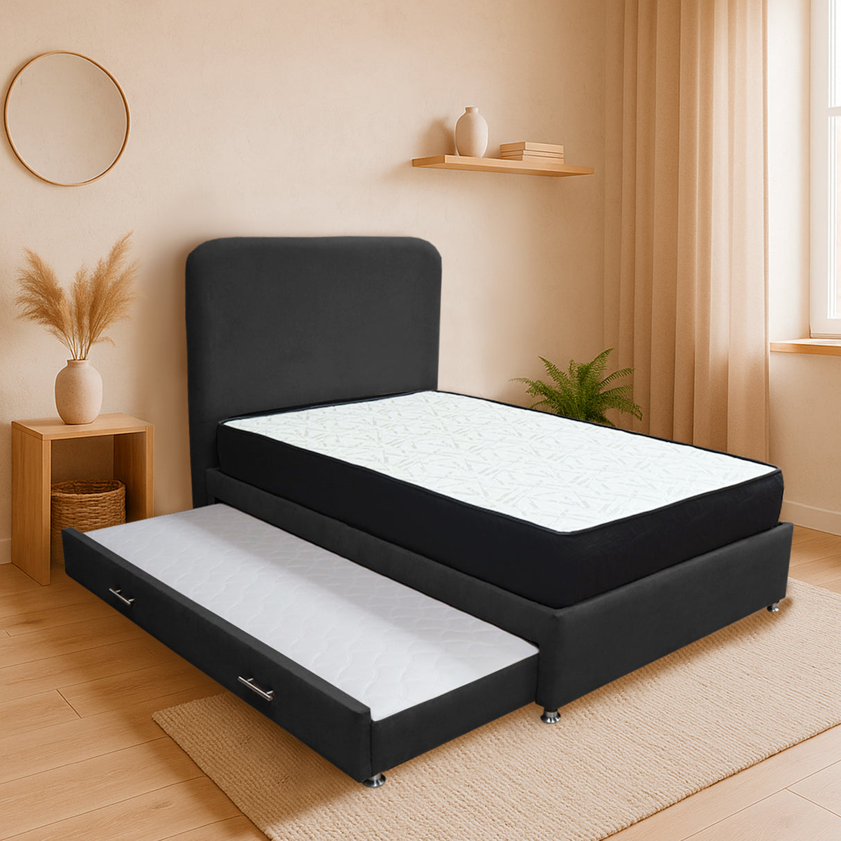 Combo Cama Tarima y Colchón Comfort Negro para Cama Doble 140 X 190 Cm con Patas - CAMAS | Bylmo