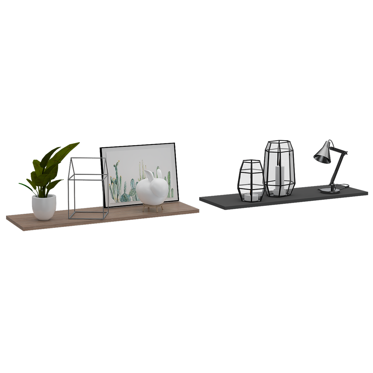 Repisa Wall Z Miel y Plomo 160x1.5cm Rectangular con Dos Entrepaños - REPISAS | Bylmo