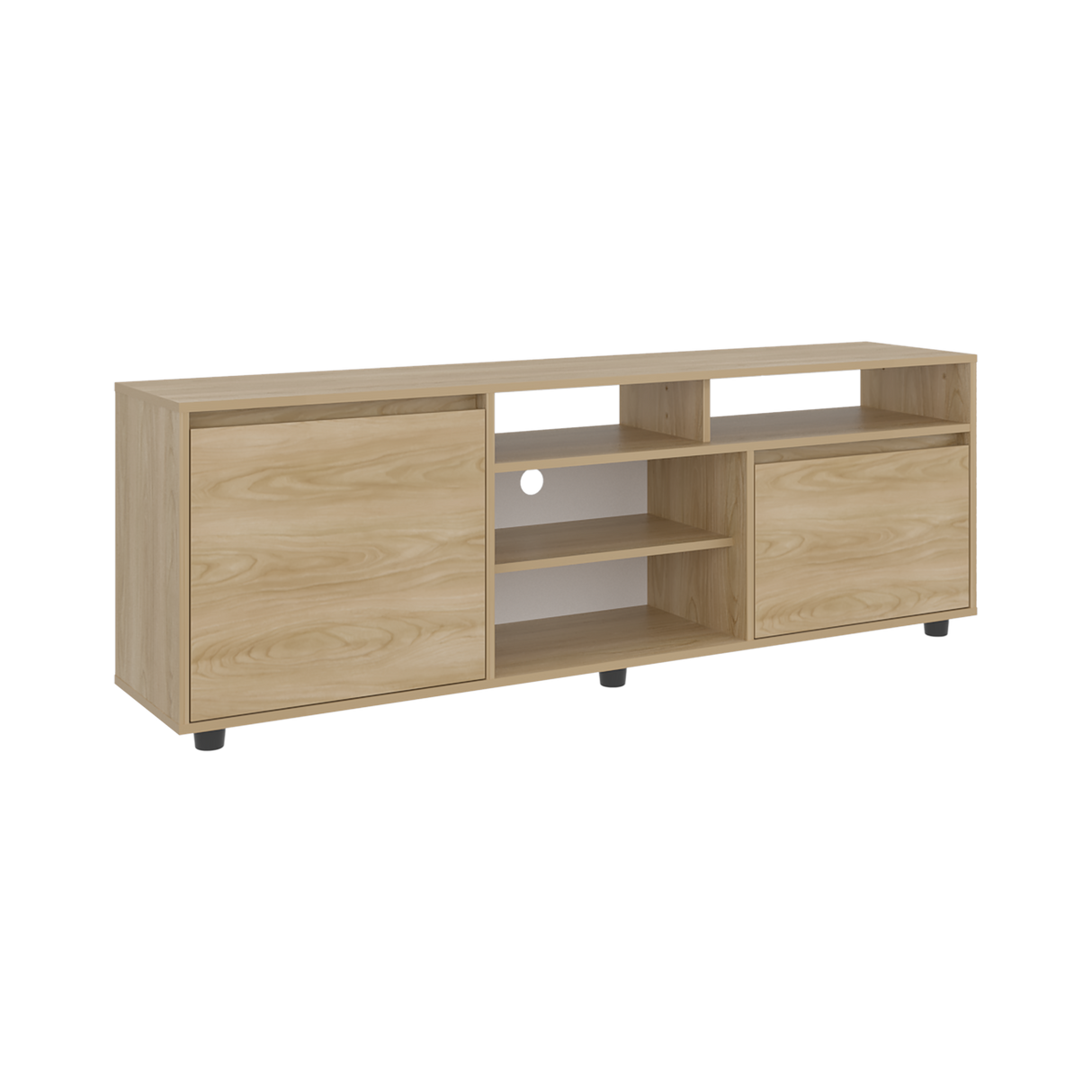 Rack de TV Pino Fresno Europeo 160x55cm Para TV Hasta 70" Pulgadas con Seis Compartimientos - MUEBLES DE TV | Bylmo