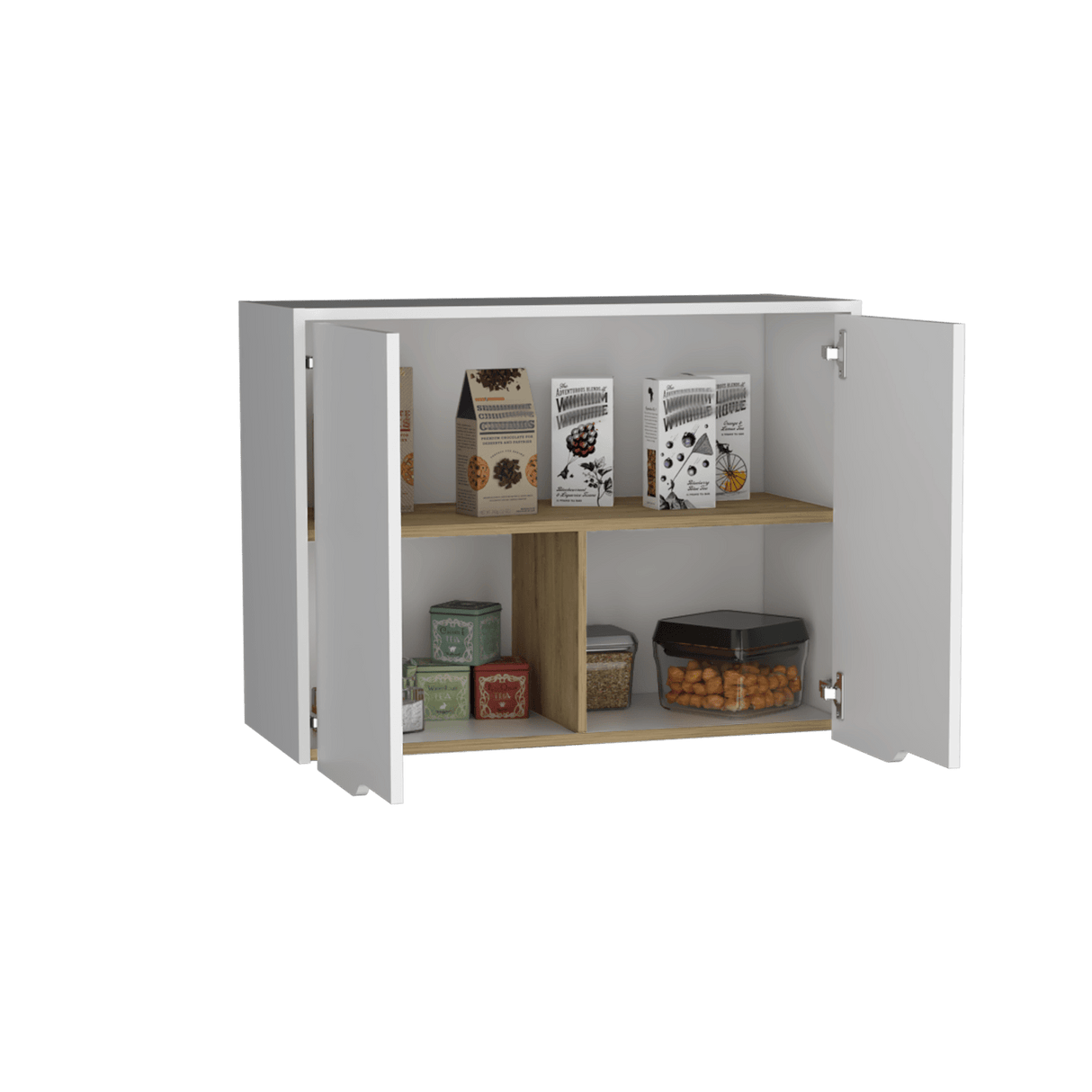 Mueble Superior de Cocina Soler Blanco y Macadamia 80x60cm Con Dos Puertas Push - To - Open y con Un Entrepaño - MUEBLES SUPERIORES DE COCINA | Bylmo