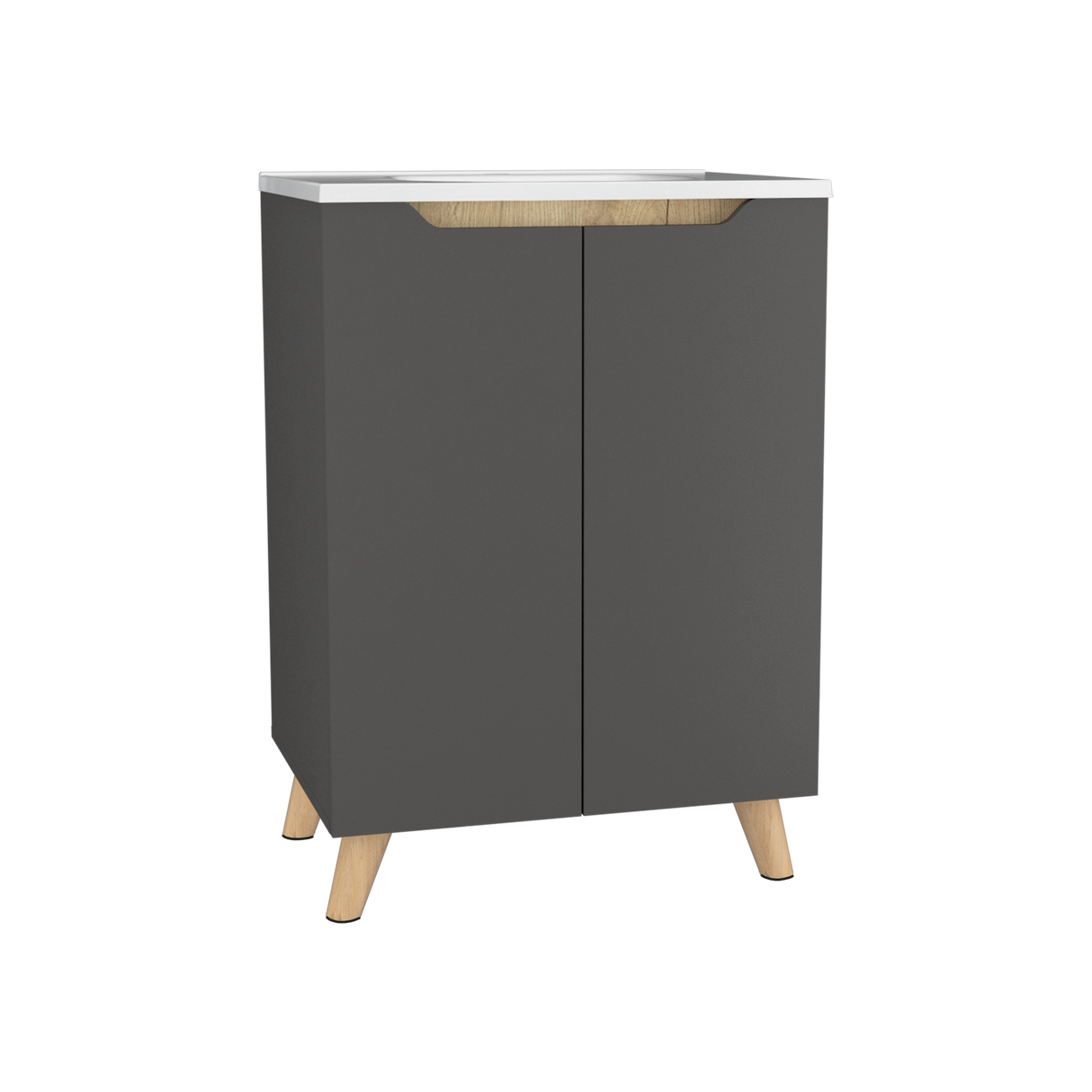 Mueble para Lavamanos Laurent Plomo 60x86cm Individual con Lavamanos y sin Grifería - MUEBLES PARA LAVAMANOS | Bylmo