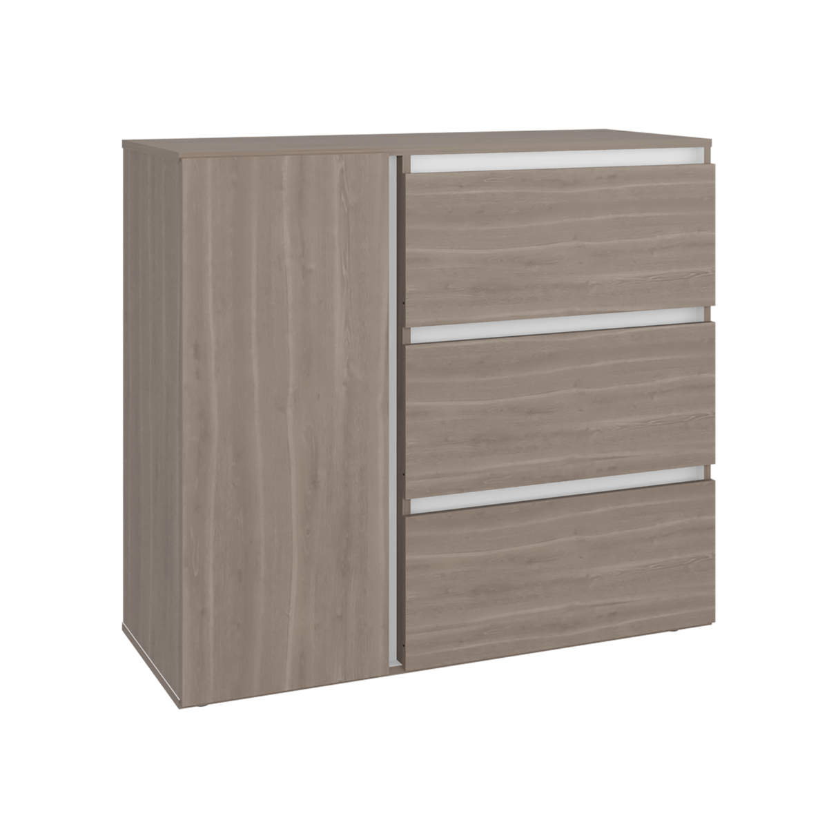 Cómoda Niza Bardolino y Blanco 100x91cm De Tres Hileras con Tres Cajones - CAJONERAS Y COMODAS | Bylmo