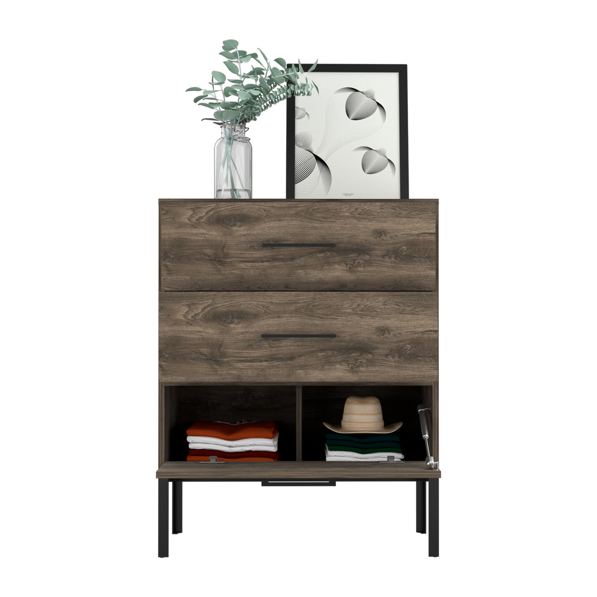 Cómoda Soho Novo Bellota 70x89.3cm De Tres Hileras con Dos Cajones y con Patas - CAJONERAS Y COMODAS | Bylmo