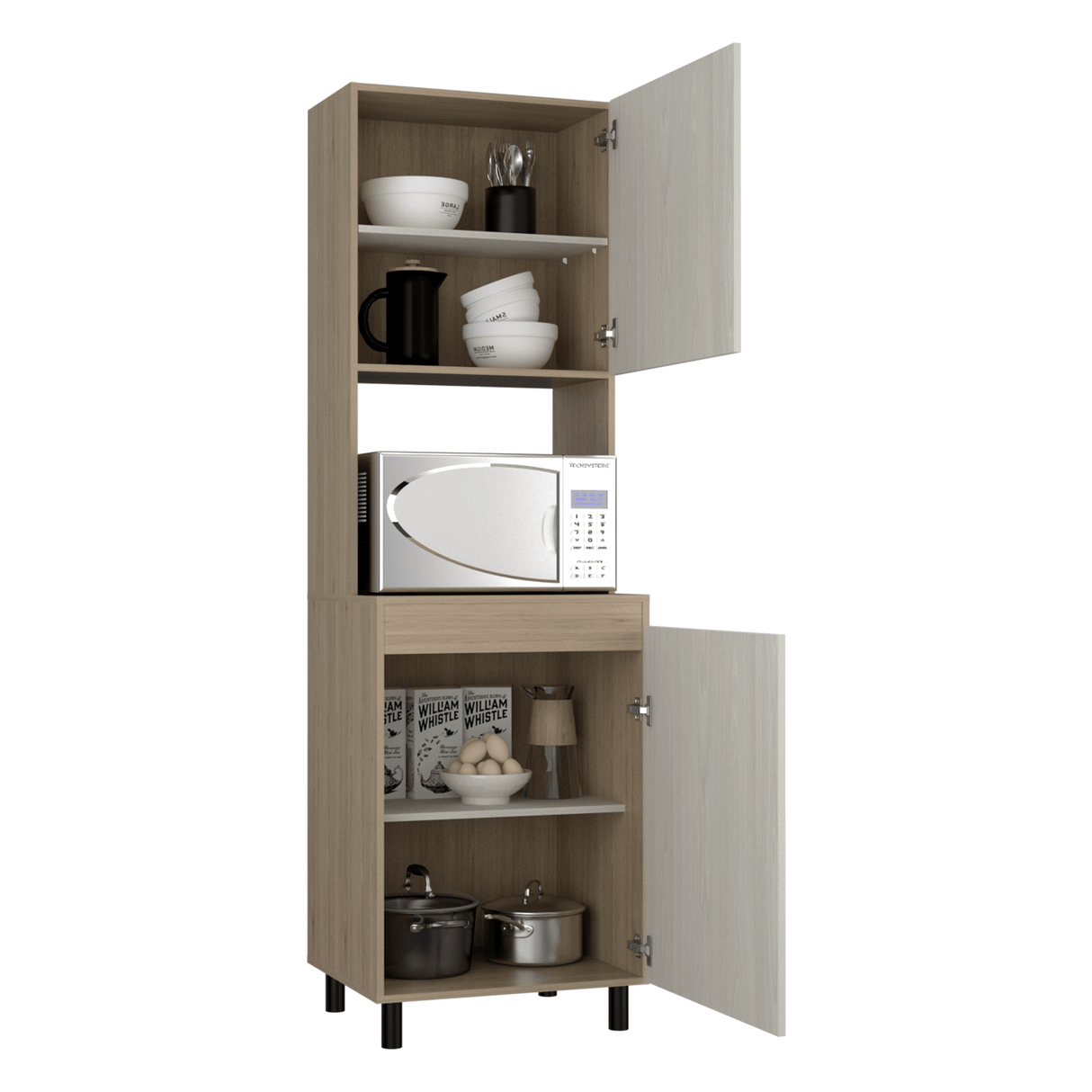 Alacena Gante Rovere 60x198.1cm con Dos Puertas y con Patas - ALACENAS Y MUEBLES MICROONDAS | Bylmo