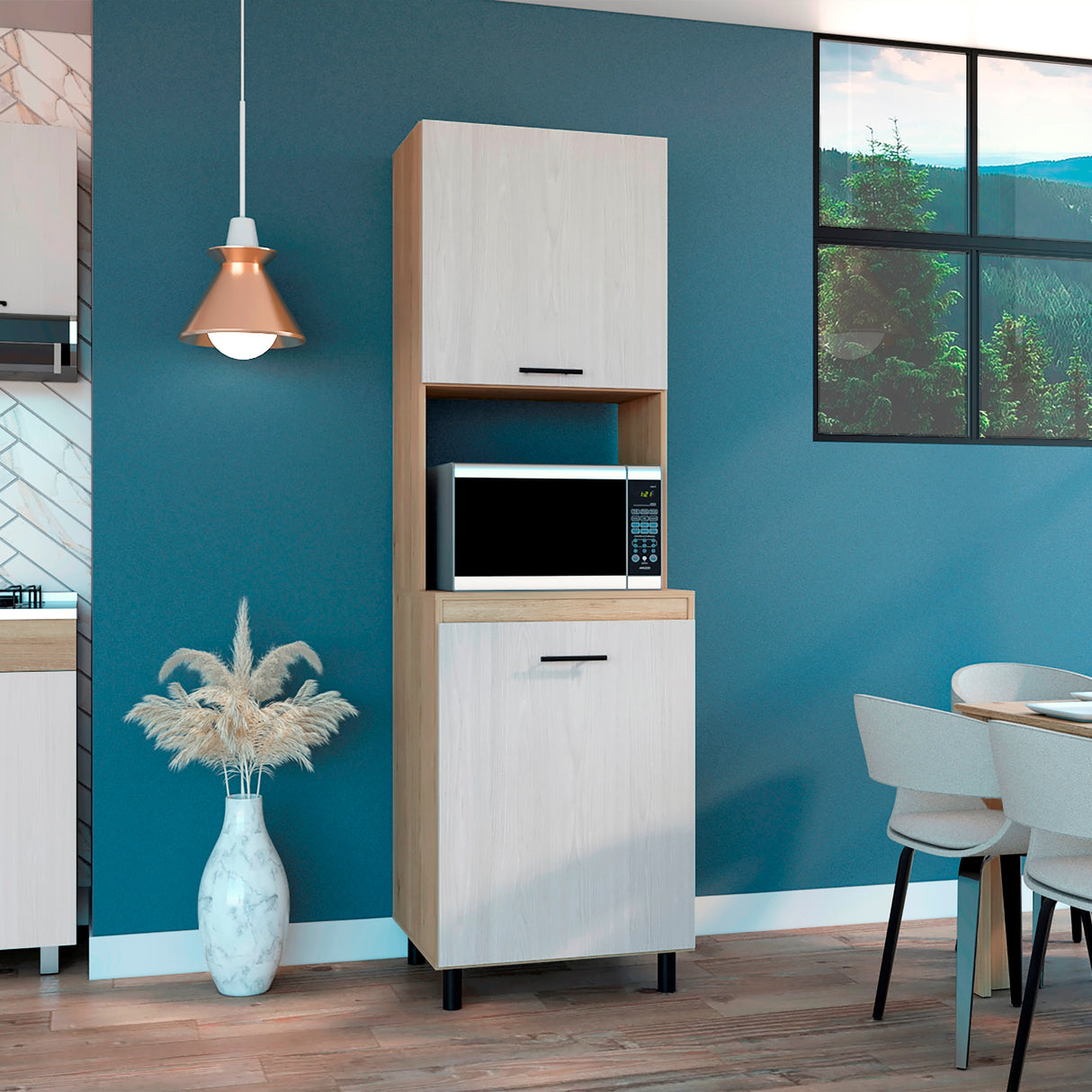 Alacena Gante Rovere 60x198.1cm con Dos Puertas y con Patas - ALACENAS Y MUEBLES MICROONDAS | Bylmo