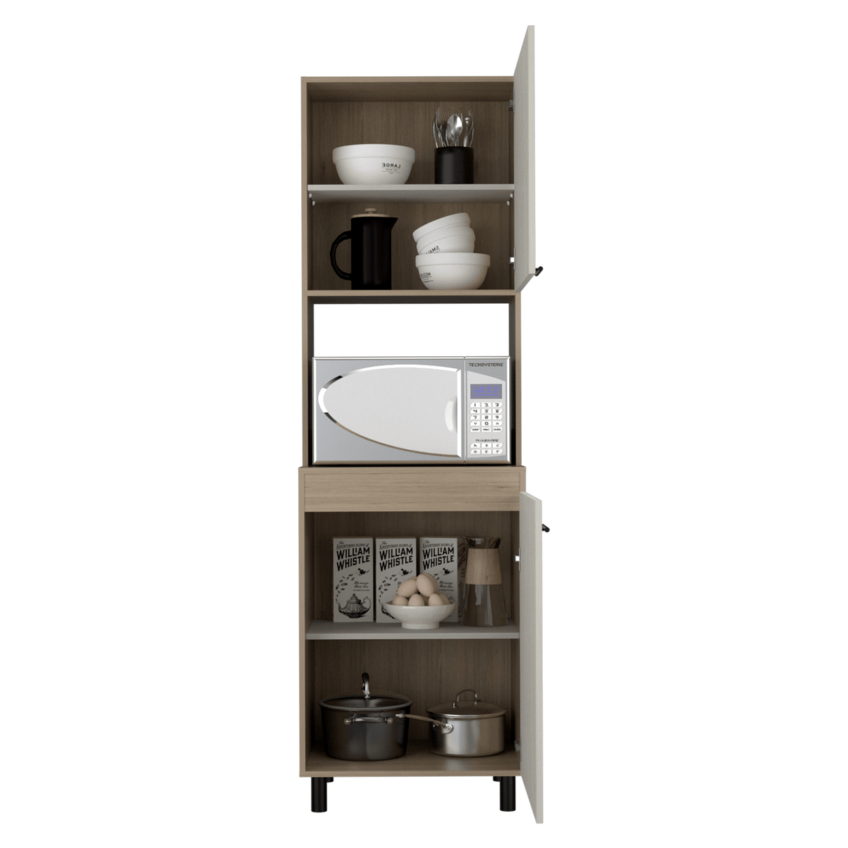 Alacena Gante Rovere 60x198.1cm con Dos Puertas y con Patas - ALACENAS Y MUEBLES MICROONDAS | Bylmo