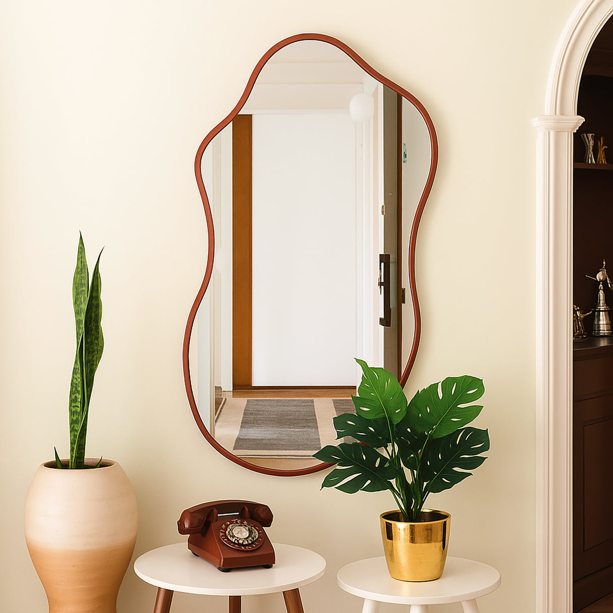 Espejo de Pared Asimetrico Corsega Oro Rosa 60x120cm con Marco En Madera - ESPEJOS DE PARED | Bylmo