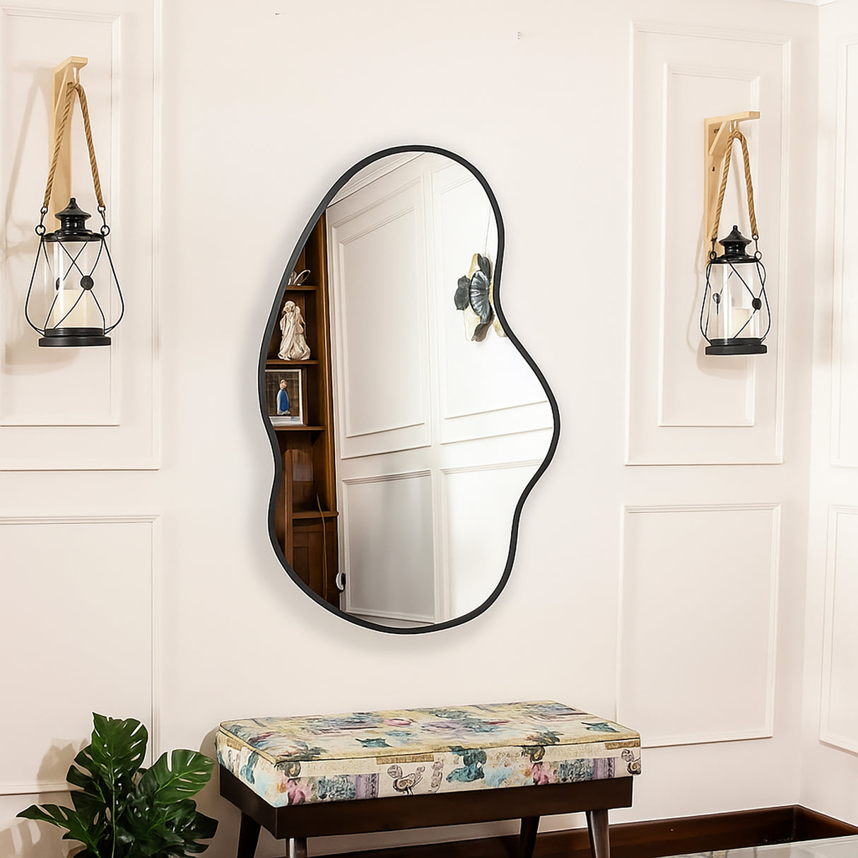 Espejo de Pared Asimetrico Florencia Negro 80x120cm con Marco En Madera - ESPEJOS DE PARED | Bylmo