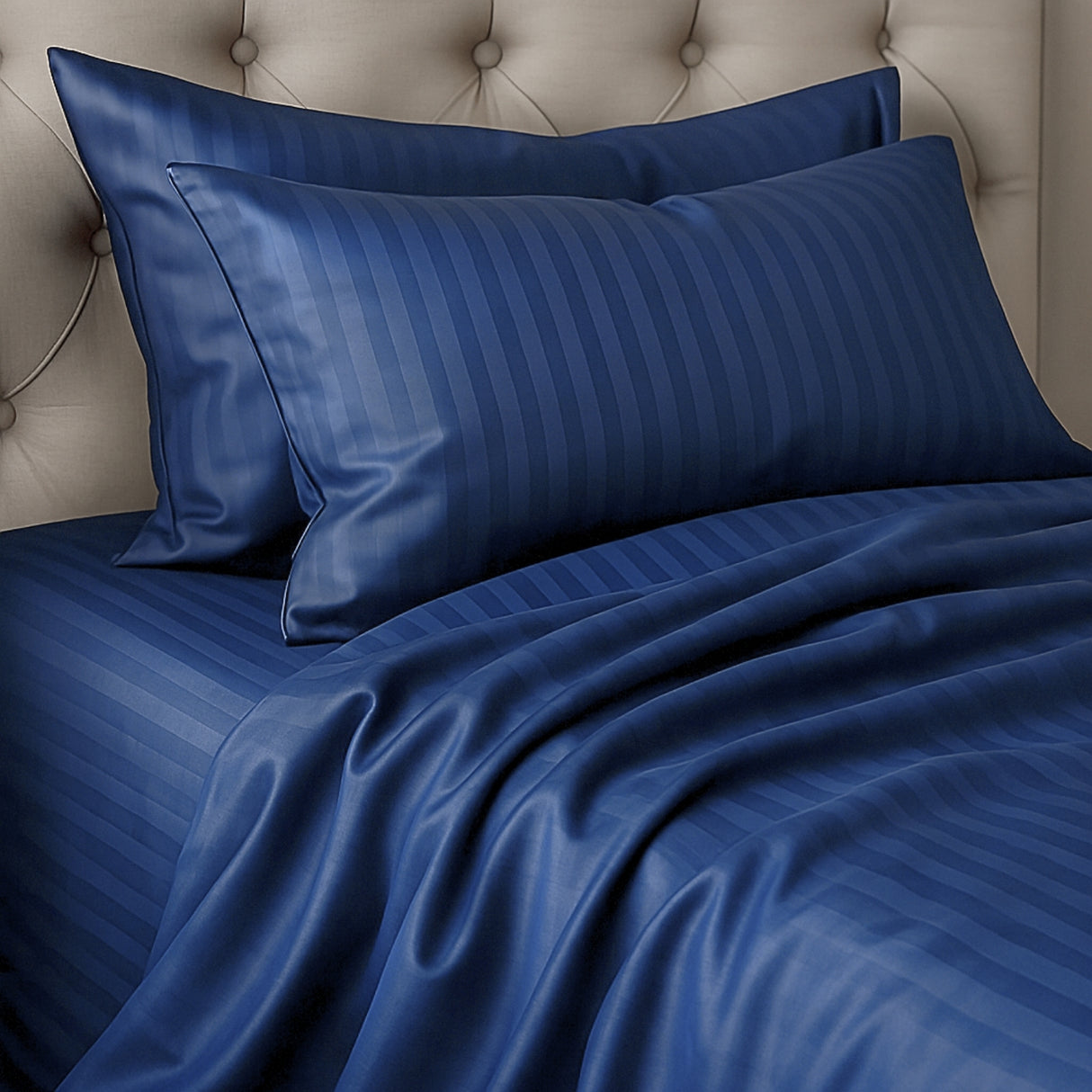 Juego de Sábanas Polialgodon Azul Oscuro Para Cama Doble 140 X 190 Cm Antiácaros y Antiarrugas - SABANAS | Bylmo
