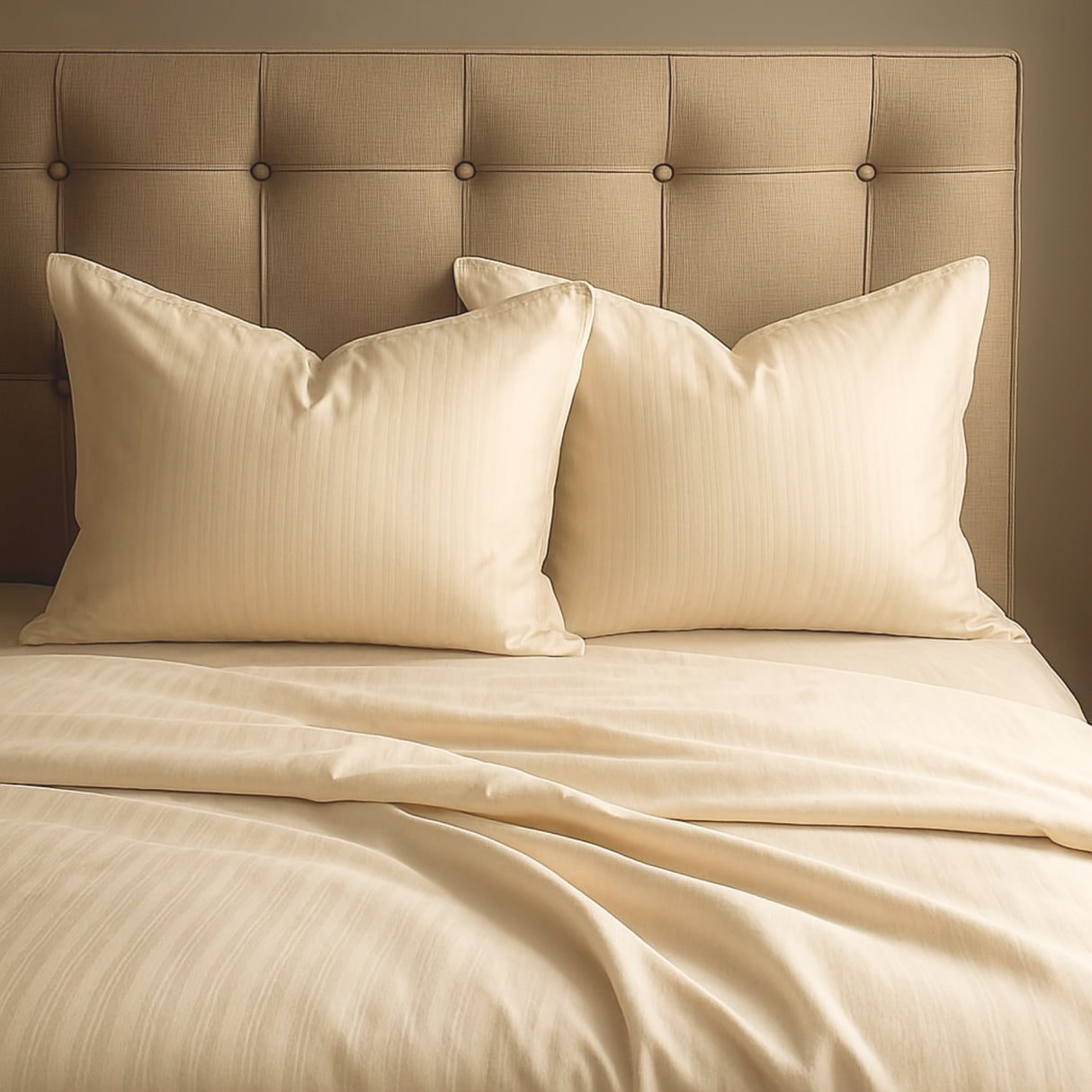 Juego de Sábanas Polialgodon Beige Claro Para Cama Queen 160 X 190 Cm Antiácaros y Antiarrugas - SABANAS | Bylmo
