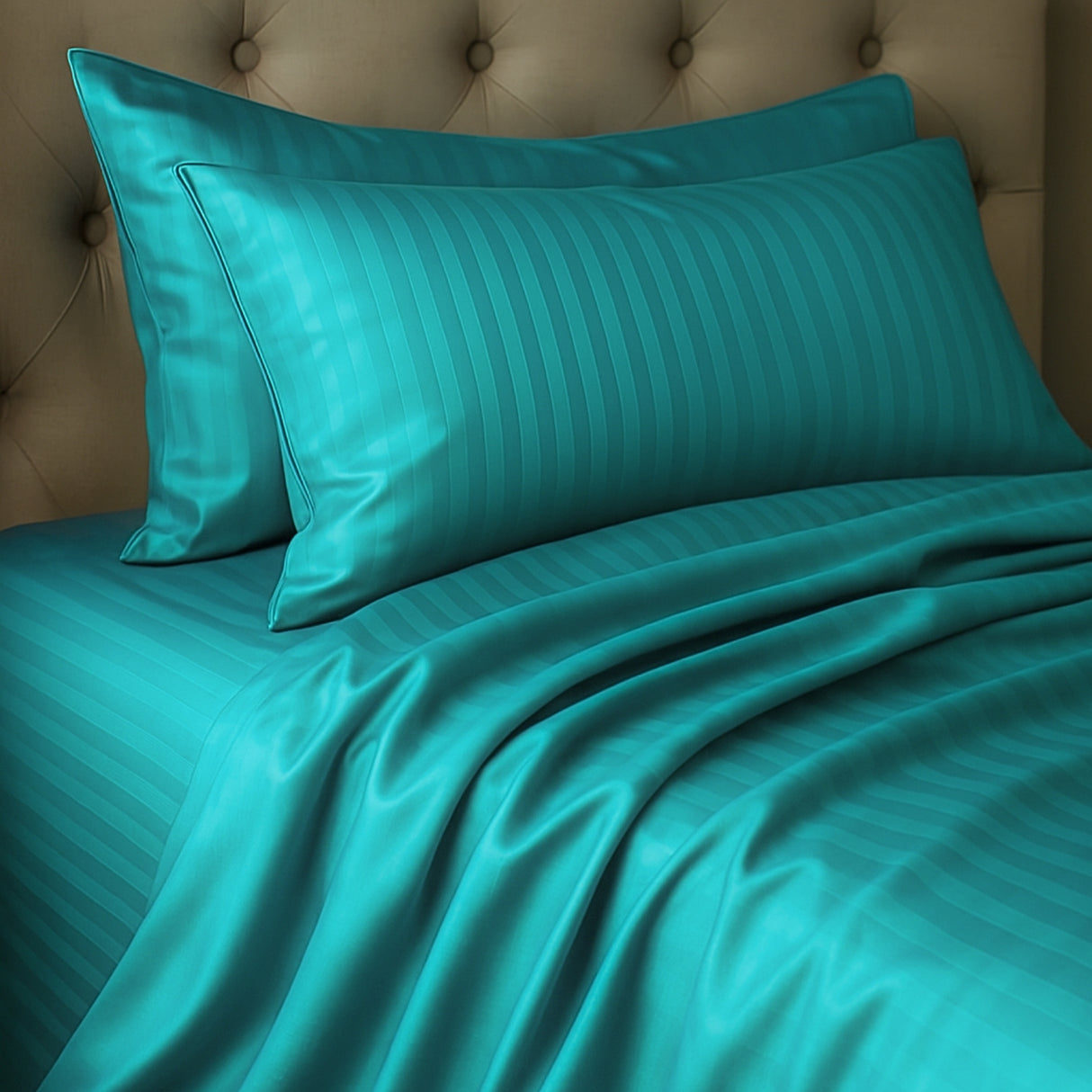 Juego de Sábanas Polialgodon Turquesa Para Cama Queen 160 X 190 Cm Antiácaros y Antiarrugas - SABANAS | Bylmo