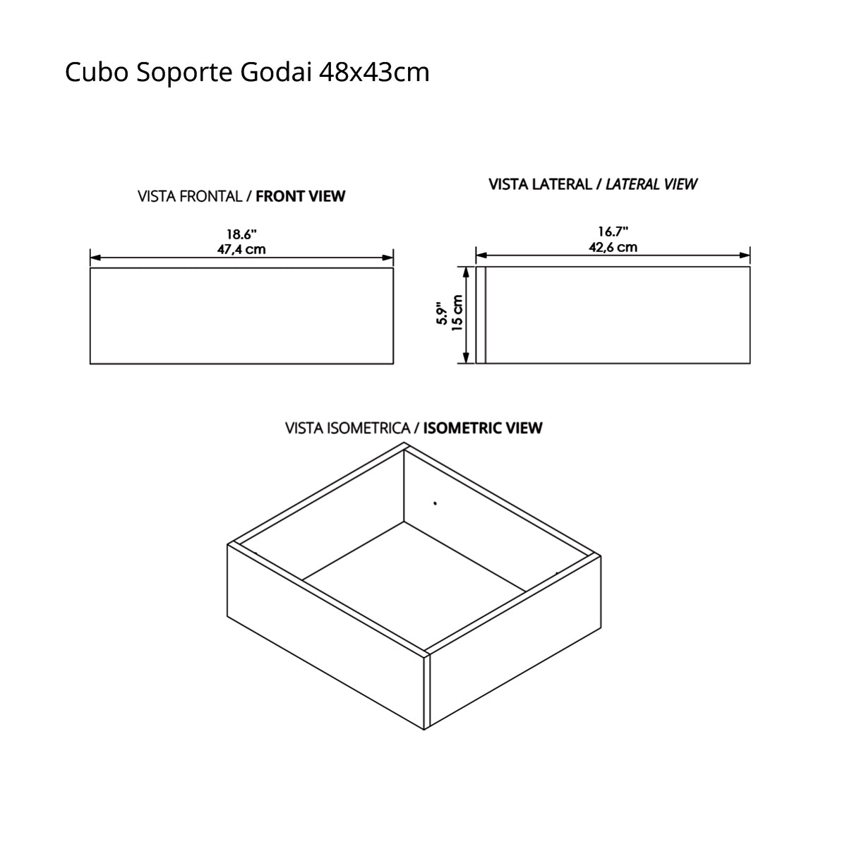 Kit Mueble con Lavamanos Flotante Godai Mitte Tambo 48x48cm Individual con Lavamanos de Sobreponer y con Un Cajón - MUEBLES PARA LAVAMANOS | Bylmo