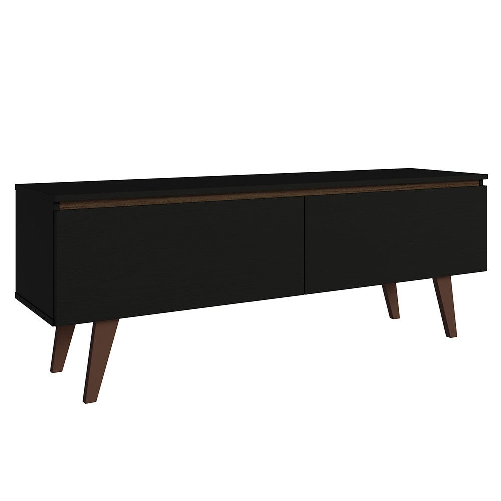 Rack de TV Le Mans Marron y Negro 136x50cm para TV Hasta 55" Pulgadas y con Un Compartimiento - MUEBLES DE TV | Bylmo