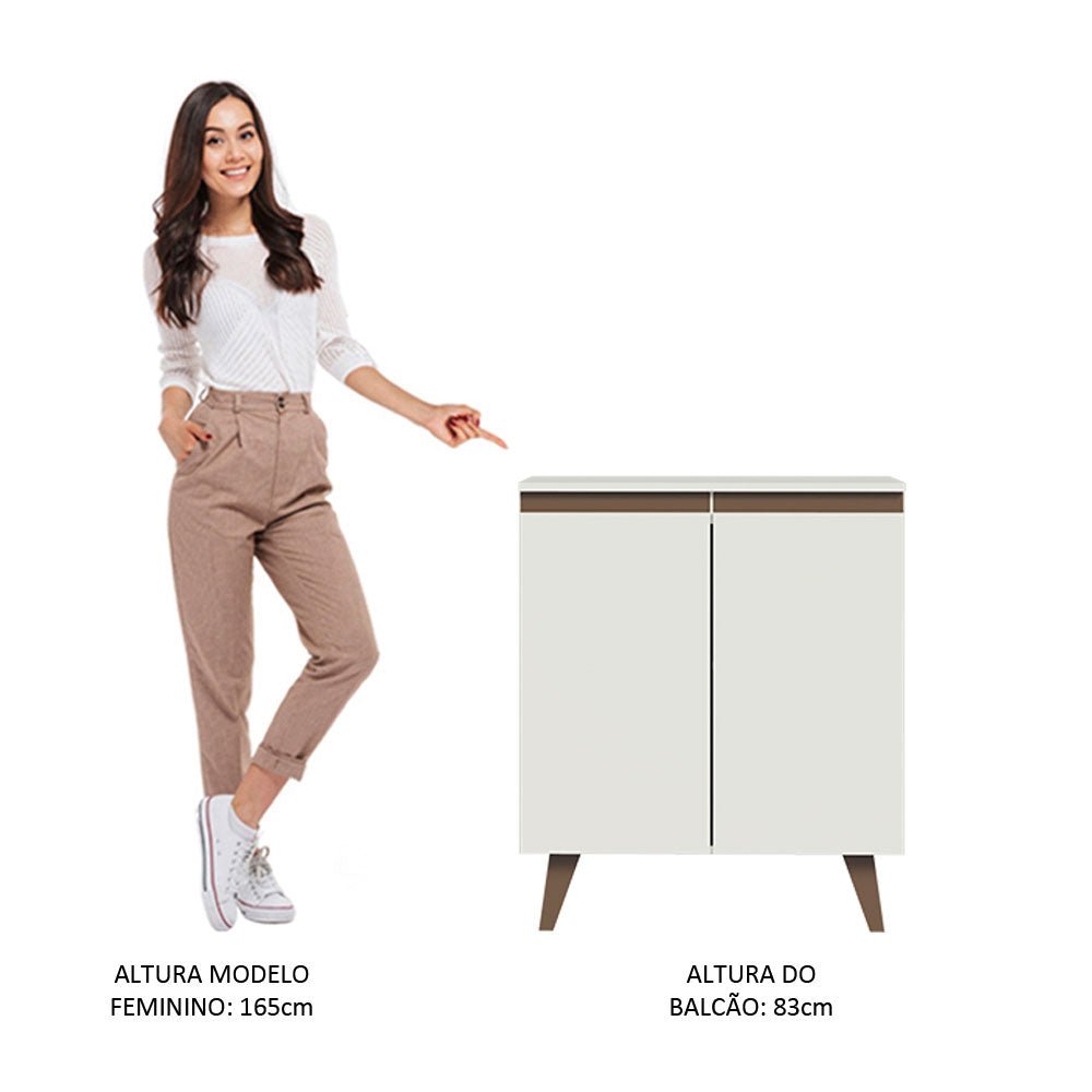 Mueble Inferior de Cocina Reims Blanco 70x83cm con Mesón de Madera Aglomerada Mdp y sin Estufa - MUEBLES INFERIORES DE COCINA | Bylmo
