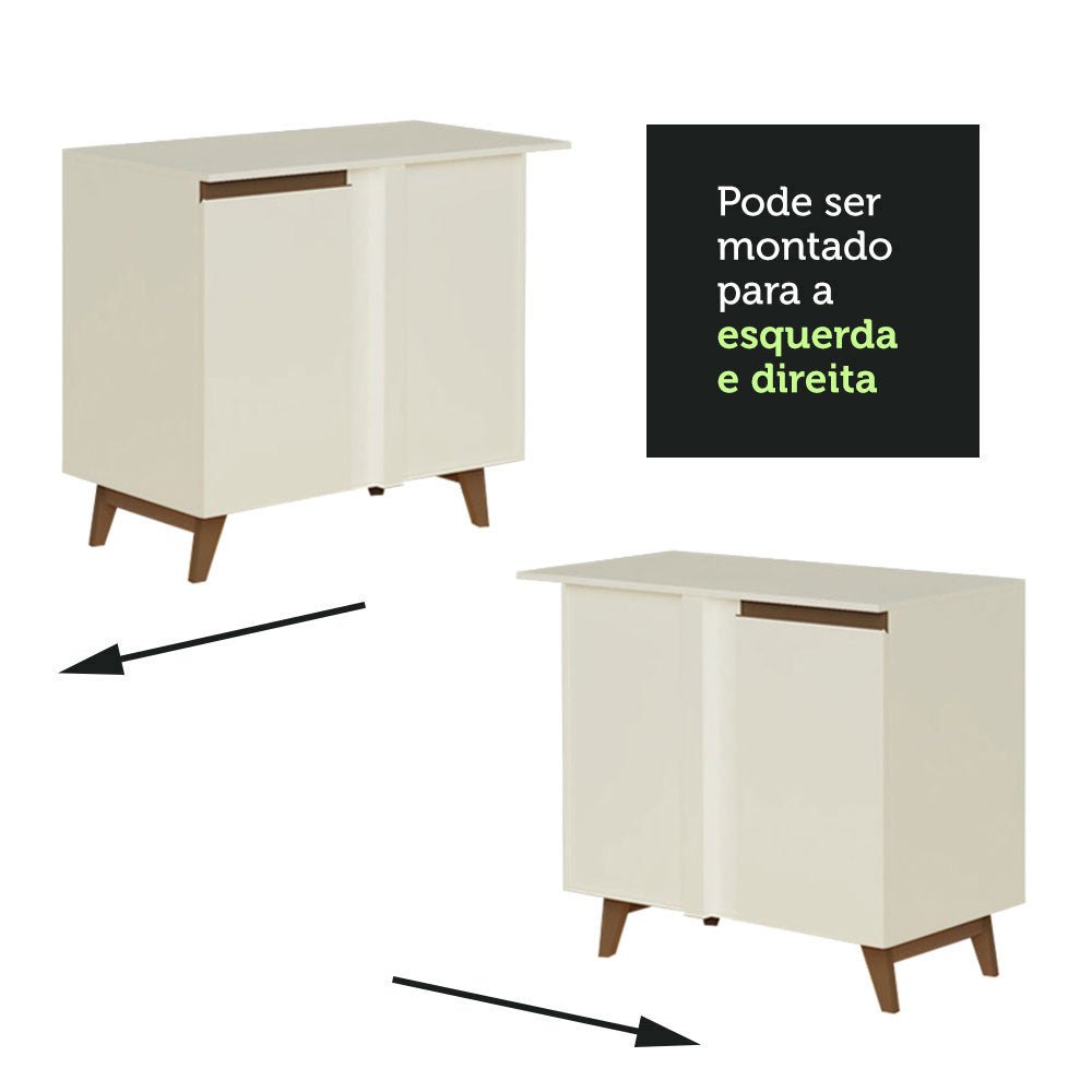 Mueble Inferior de Cocina Esquinero Reims Blanco 90x83cm con Mesón de Madera Aglomerada Mdp y sin Estufa - MUEBLES INFERIORES DE COCINA | Bylmo
