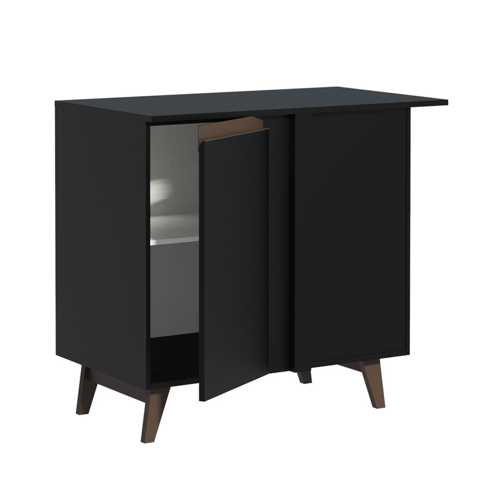 Mueble Inferior de Cocina Esquinero Reims Negro 90x83cm con Mesón de Madera Aglomerada Mdp y sin Estufa - MUEBLES INFERIORES DE COCINA | Bylmo
