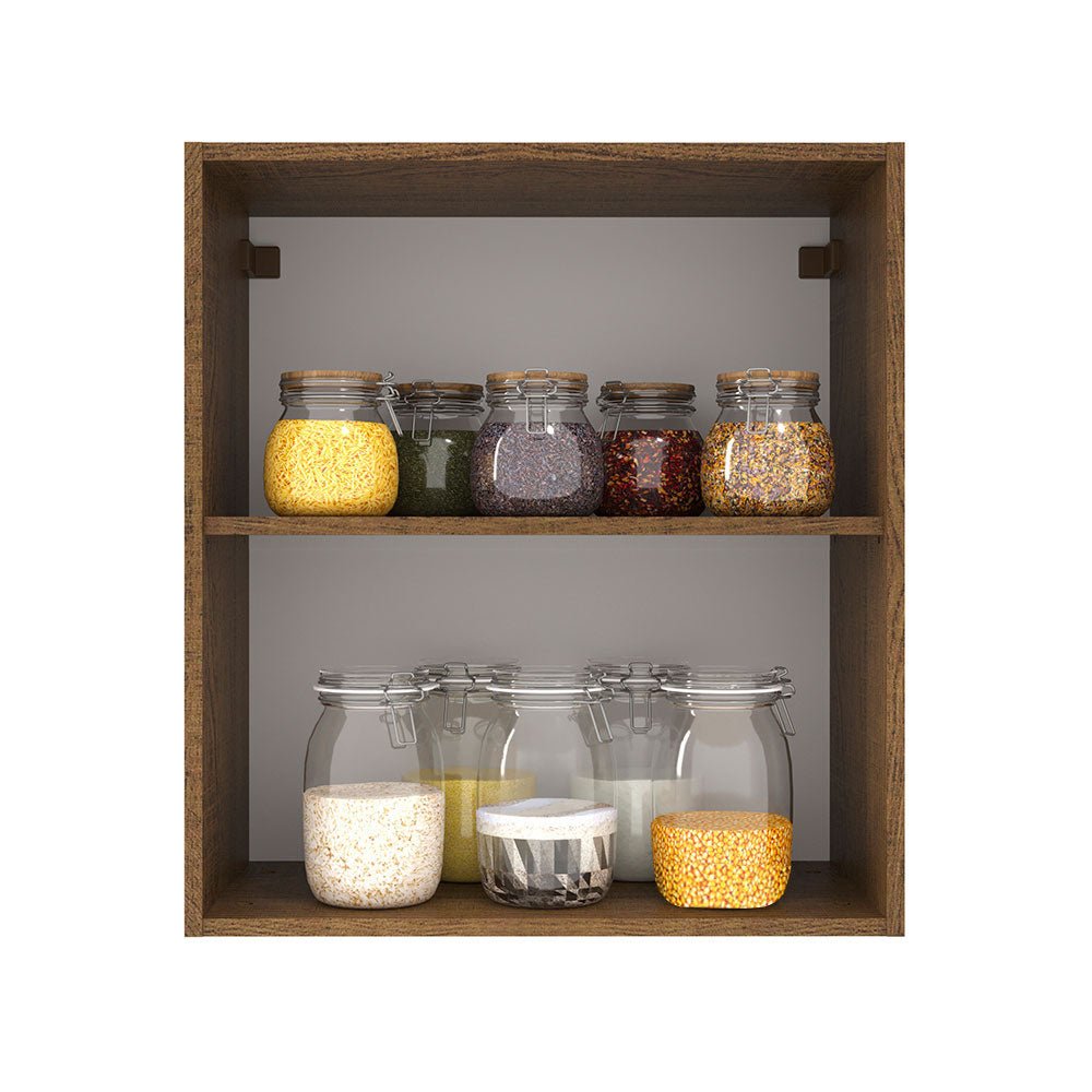 Mueble Superior de Cocina Agata Marron y Blanco 60x66cm con Dos Entrepaños y con Una Puerta - MUEBLES SUPERIORES DE COCINA | Bylmo