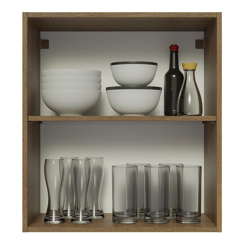 Mueble Superior de Cocina Glamy Marron y Negro 60x66cm con Dos Entrepaños y con Una Puerta - MUEBLES SUPERIORES DE COCINA | Bylmo