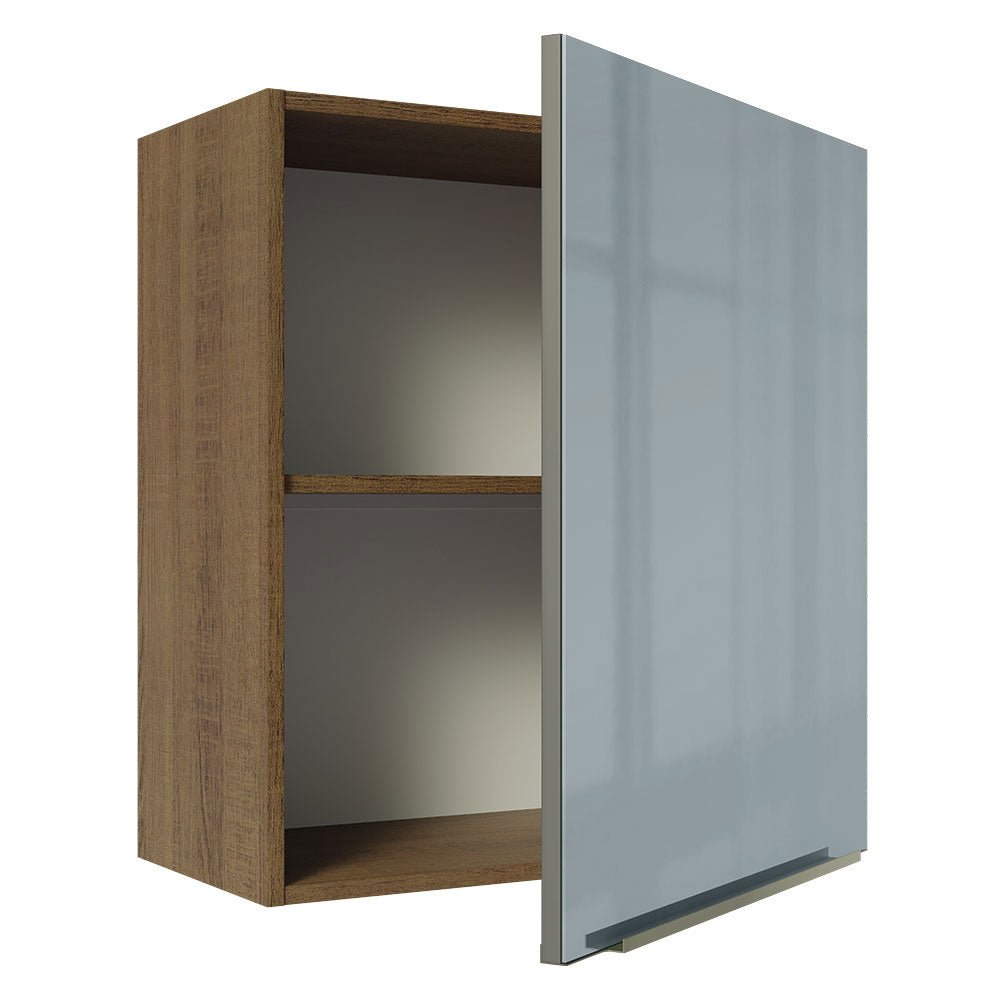 Mueble Superior de Cocina Lux Marron y Gris 60x66cm con Dos Entrepaños y con Una Puerta - MUEBLES SUPERIORES DE COCINA | Bylmo