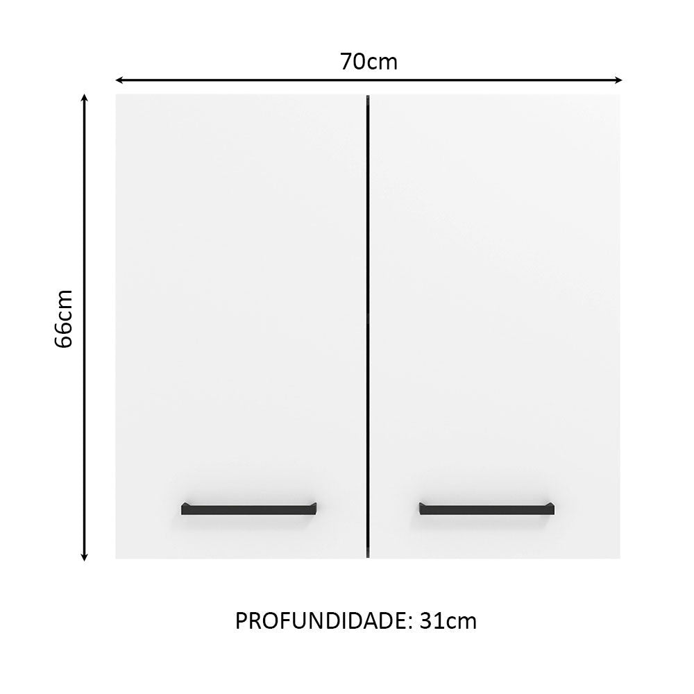 Mueble Superior de Cocina Agata Marron y Blanco 70x66cm con Dos Entrepaños y con Dos Puertas - MUEBLES SUPERIORES DE COCINA | Bylmo