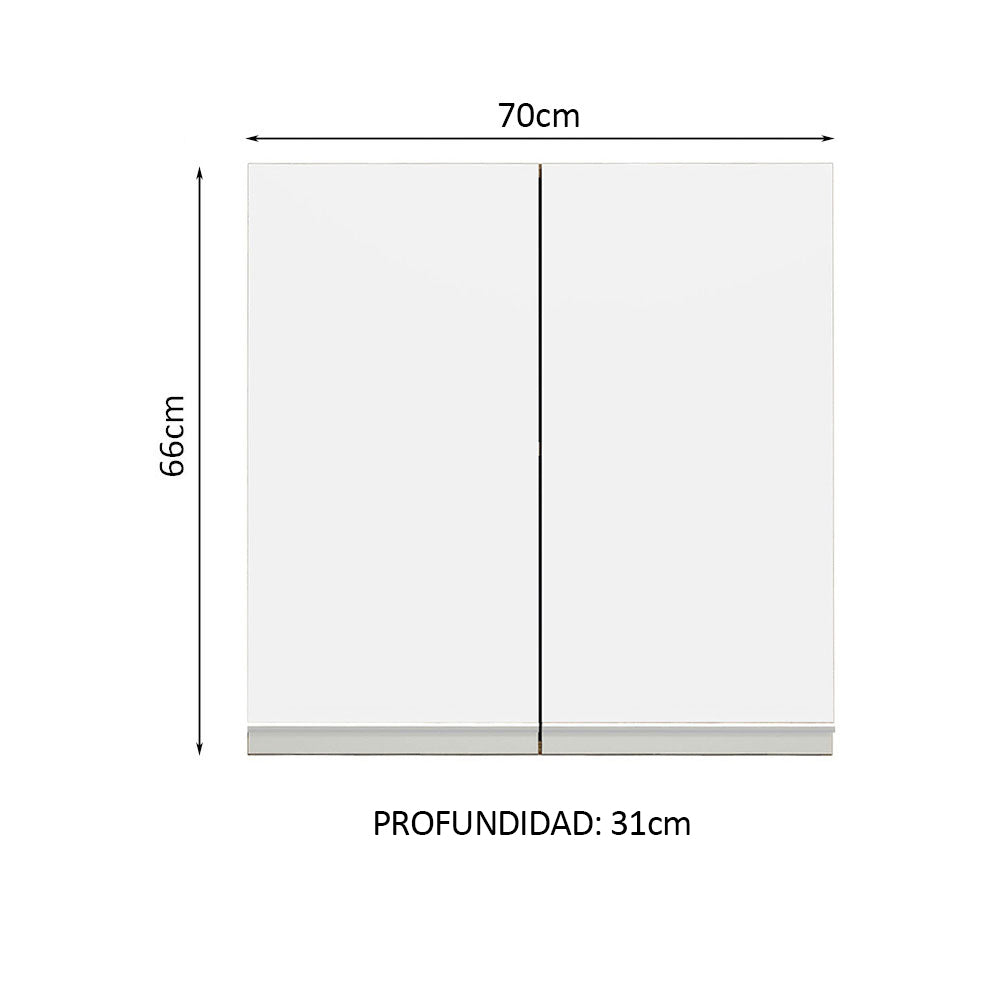 Mueble Superior de Cocina Glamy Marron y Blanco 70x66cm con Dos Entrepaños y con Dos Puertas - MUEBLES SUPERIORES DE COCINA | Bylmo