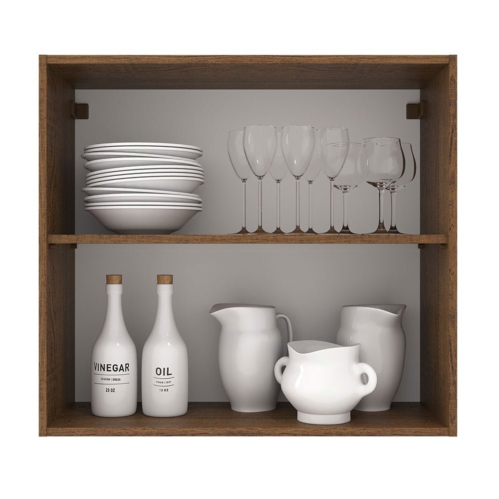 Mueble Superior de Cocina Agata Marron y Crema 70x66cm con Dos Entrepaños y con Dos Puertas - MUEBLES SUPERIORES DE COCINA | Bylmo