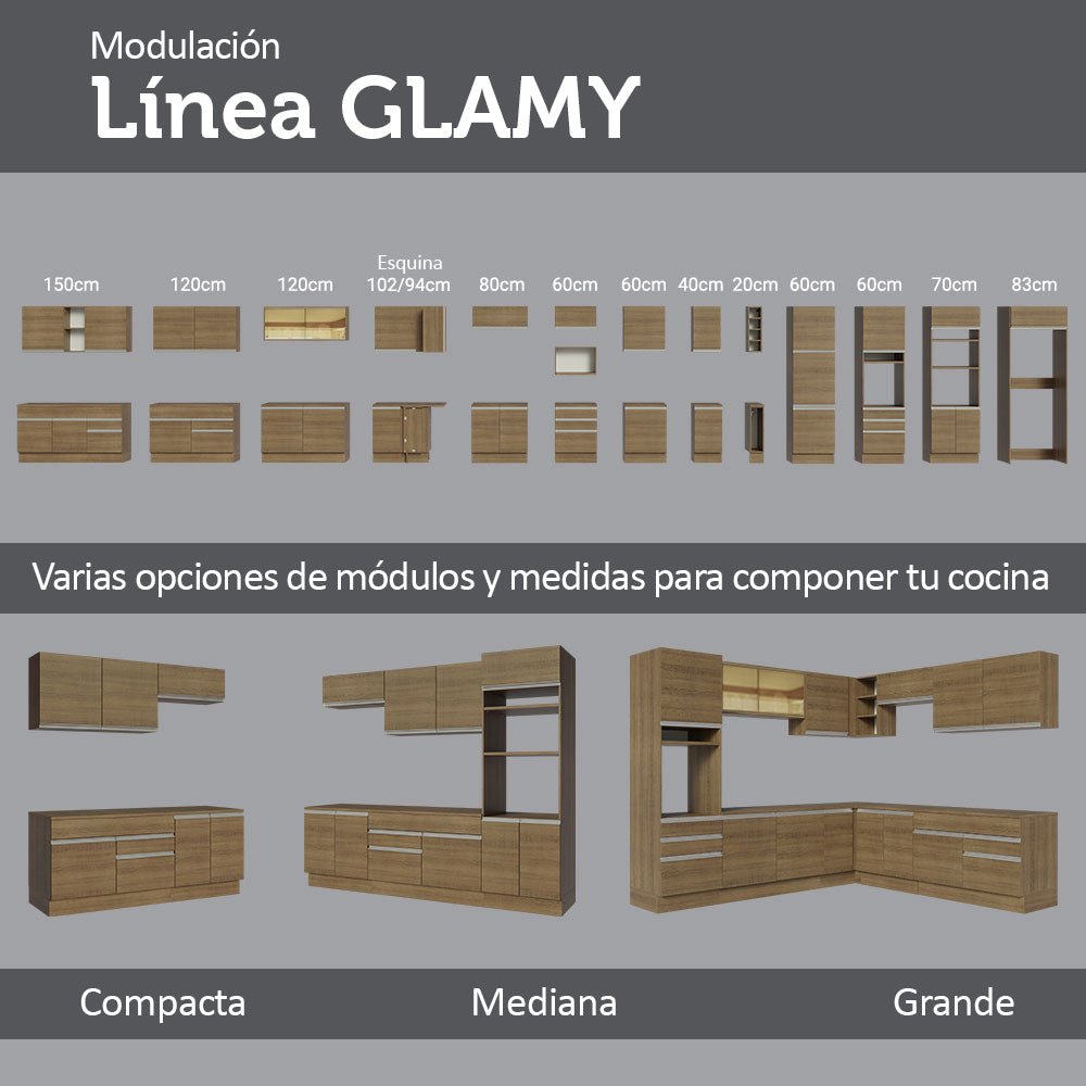 Mueble Superior de Cocina Glamy Marron 70x33cm con Un Entrepaño y con Una Puerta - MUEBLES SUPERIORES DE COCINA | Bylmo
