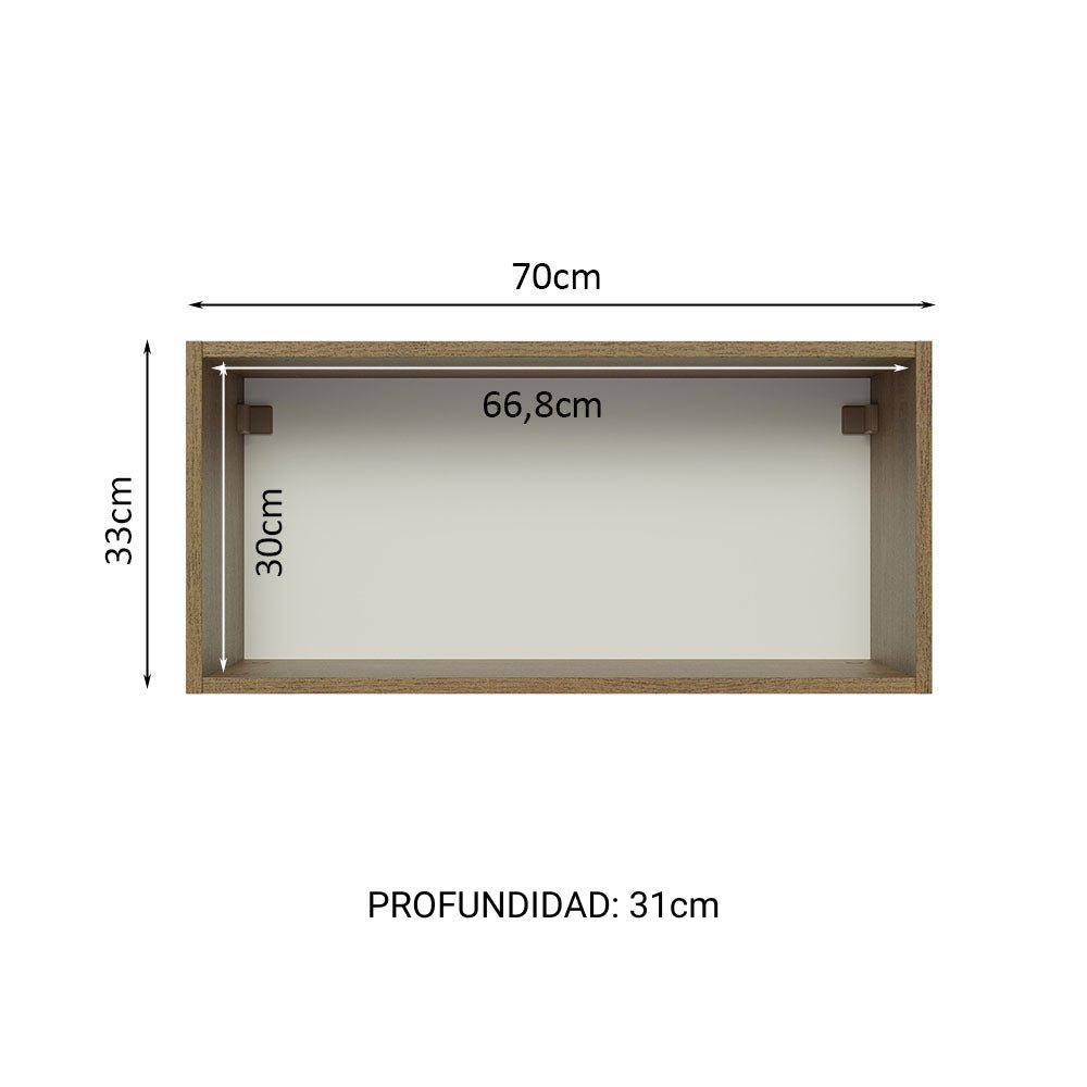 Mueble Superior de Cocina Glamy Marron y Blanco 70x33cm con Un Entrepaño y con Una Puerta - MUEBLES SUPERIORES DE COCINA | Bylmo
