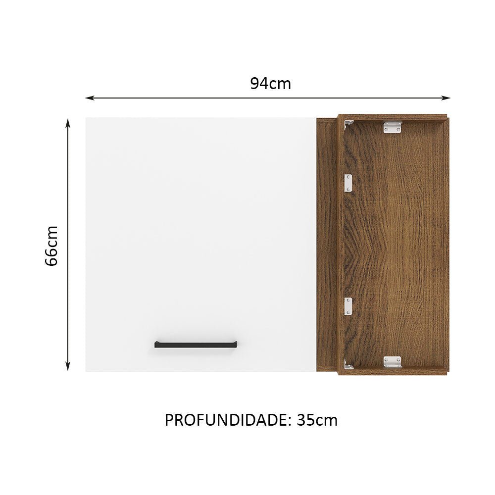 Mueble Superior de Cocina Agata Marron y Blanco 94x66cm con Dos Entrepaños y con Una Puerta - MUEBLES SUPERIORES DE COCINA | Bylmo