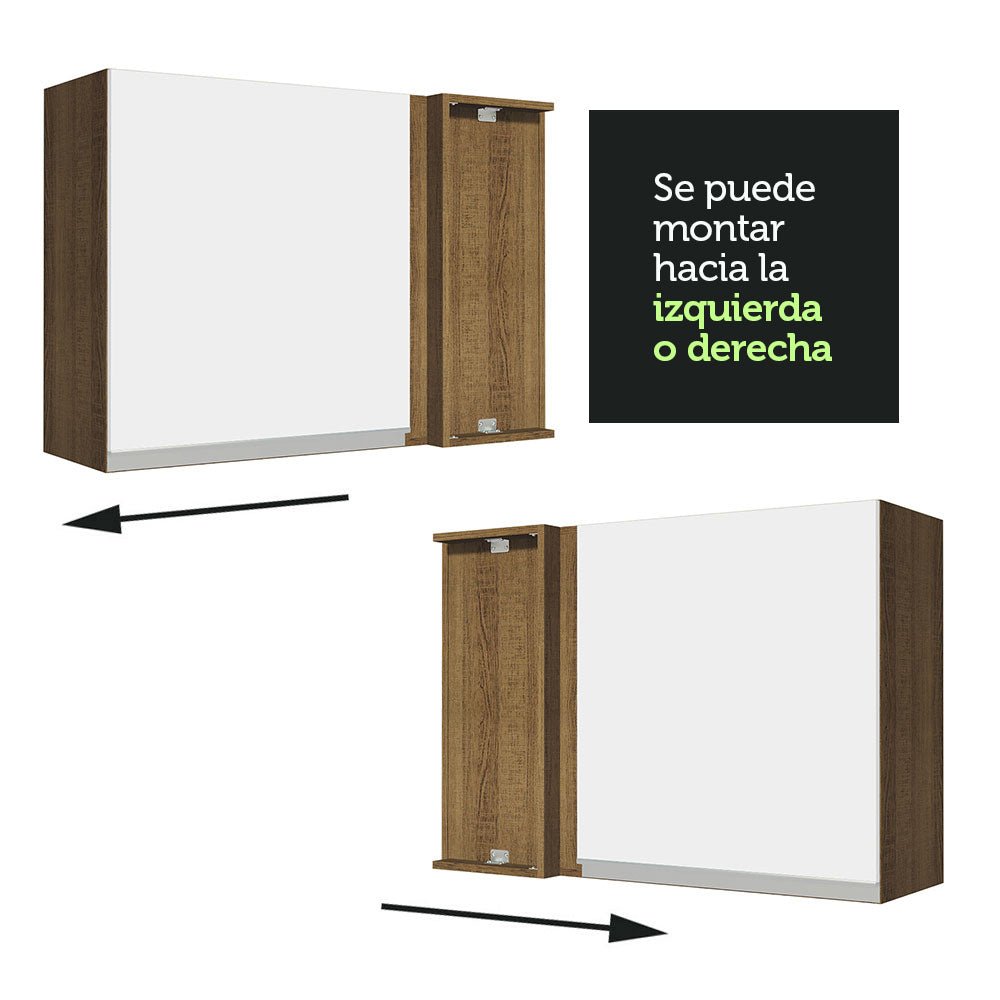Mueble Superior de Cocina Glamy Marron y Blanco 94x66cm con Dos Entrepaños y con Una Puerta - MUEBLES SUPERIORES DE COCINA | Bylmo