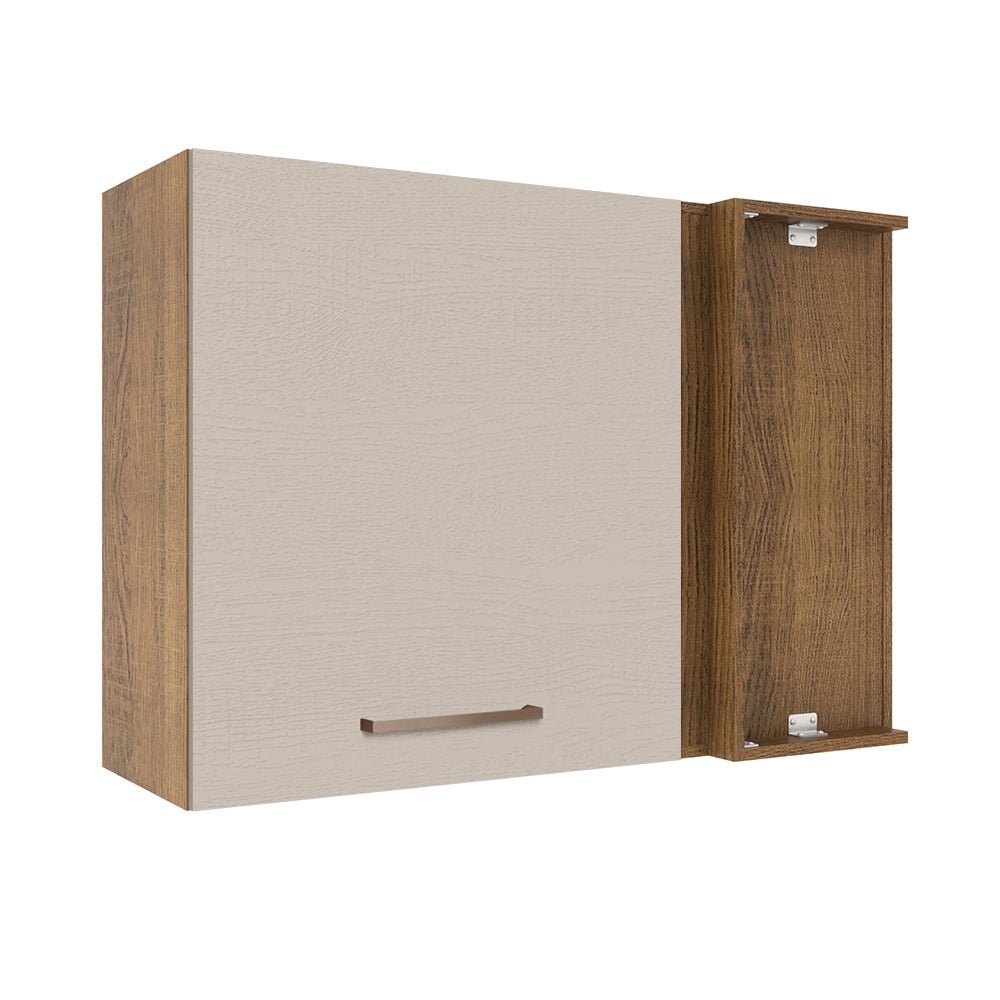 Mueble Superior de Cocina Agata Marron y Crema 94x66cm con Dos Entrepaños y con Una Puerta - MUEBLES SUPERIORES DE COCINA | Bylmo