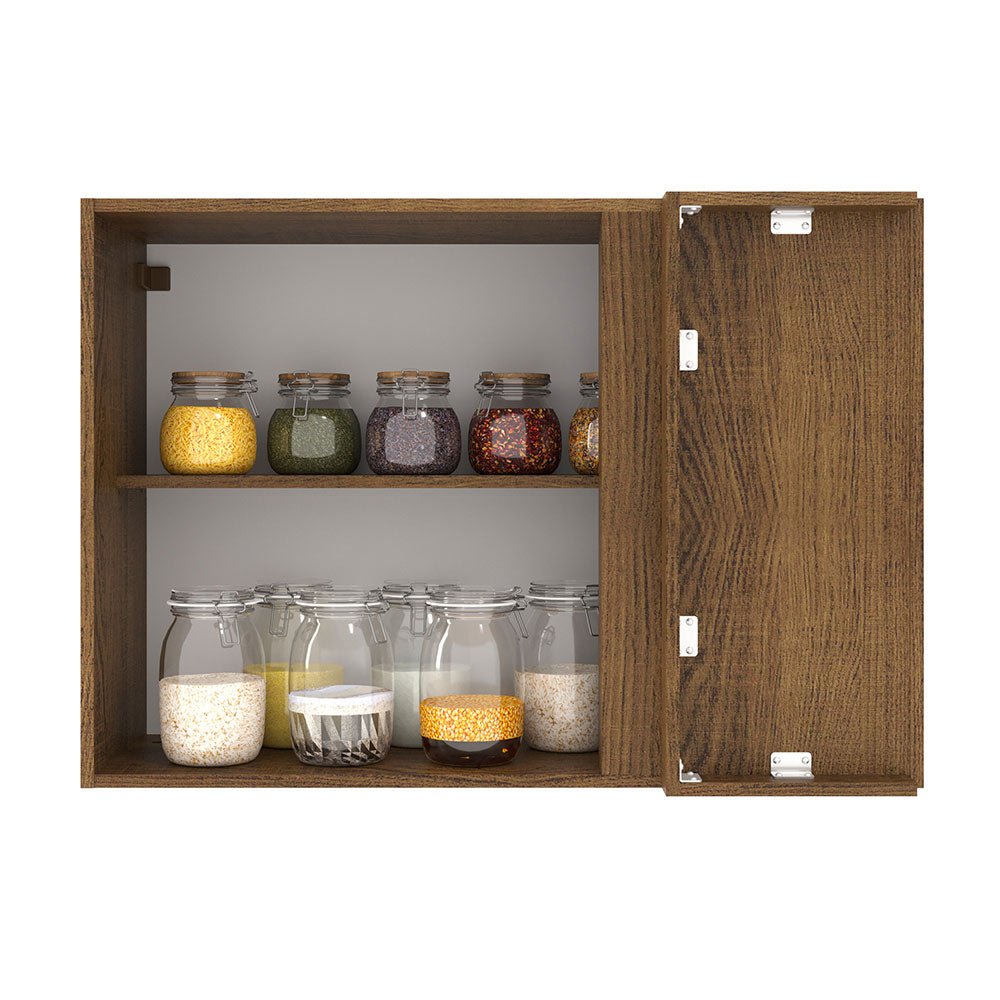 Mueble Superior de Cocina Agata Marron y Crema 94x66cm con Dos Entrepaños y con Una Puerta - MUEBLES SUPERIORES DE COCINA | Bylmo