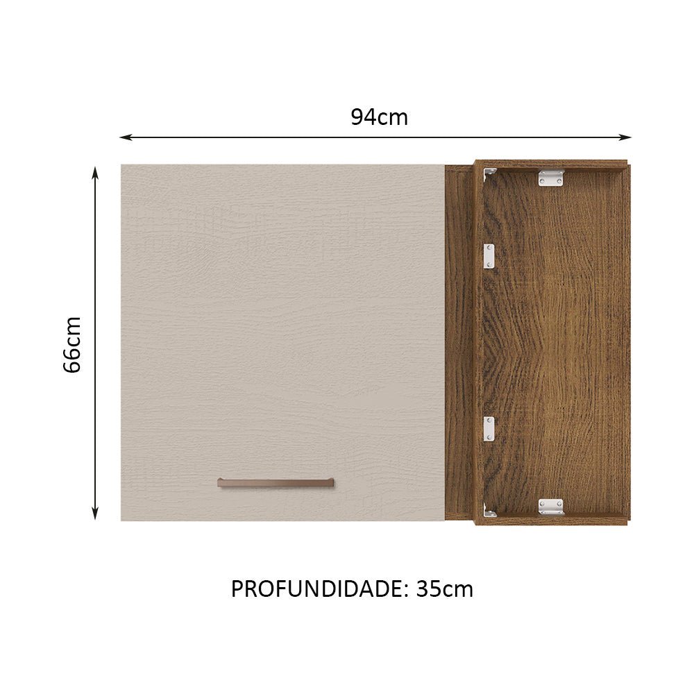 Mueble Superior de Cocina Agata Marron y Crema 94x66cm con Dos Entrepaños y con Una Puerta - MUEBLES SUPERIORES DE COCINA | Bylmo