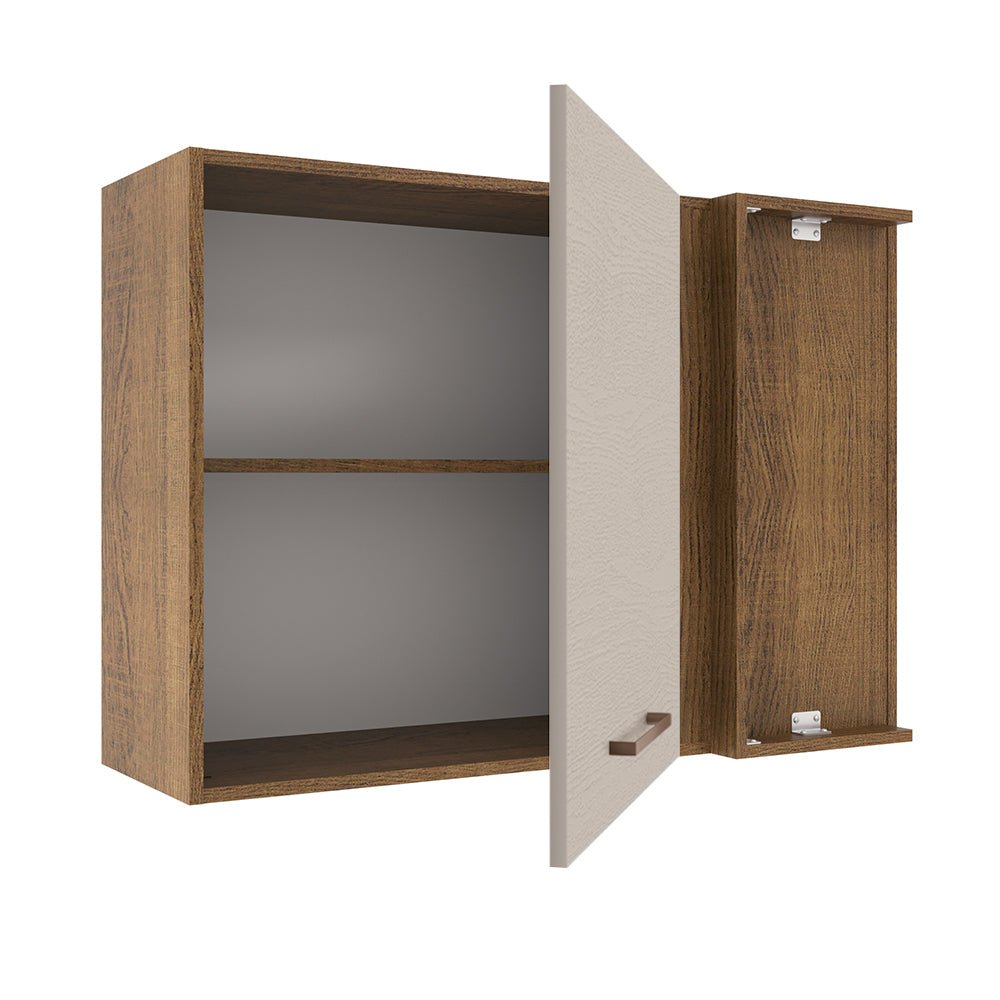 Mueble Superior de Cocina Agata Marron y Crema 94x66cm con Dos Entrepaños y con Una Puerta - MUEBLES SUPERIORES DE COCINA | Bylmo