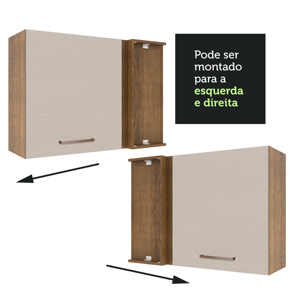 Mueble Superior de Cocina Agata Marron y Crema 94x66cm con Dos Entrepaños y con Una Puerta - MUEBLES SUPERIORES DE COCINA | Bylmo