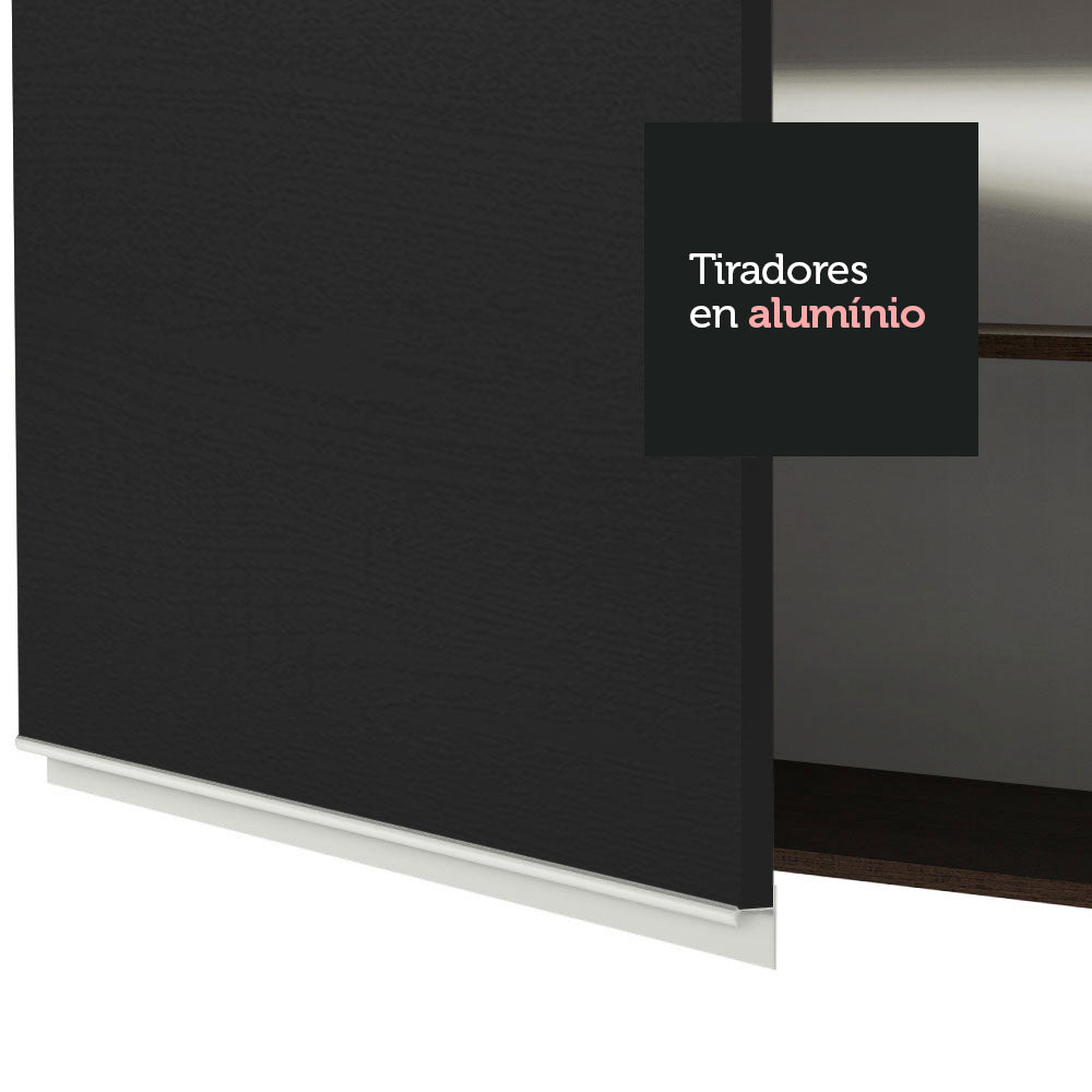 Mueble Superior de Cocina Glamy Marron y Negro 94x66cm con Dos Entrepaños y con Una Puerta - MUEBLES SUPERIORES DE COCINA | Bylmo