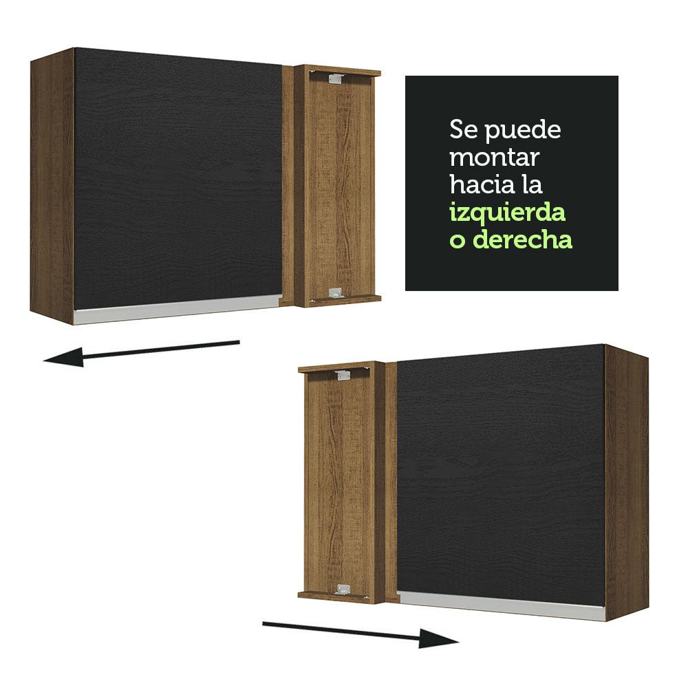 Mueble Superior de Cocina Glamy Marron y Negro 94x66cm con Dos Entrepaños y con Una Puerta - MUEBLES SUPERIORES DE COCINA | Bylmo
