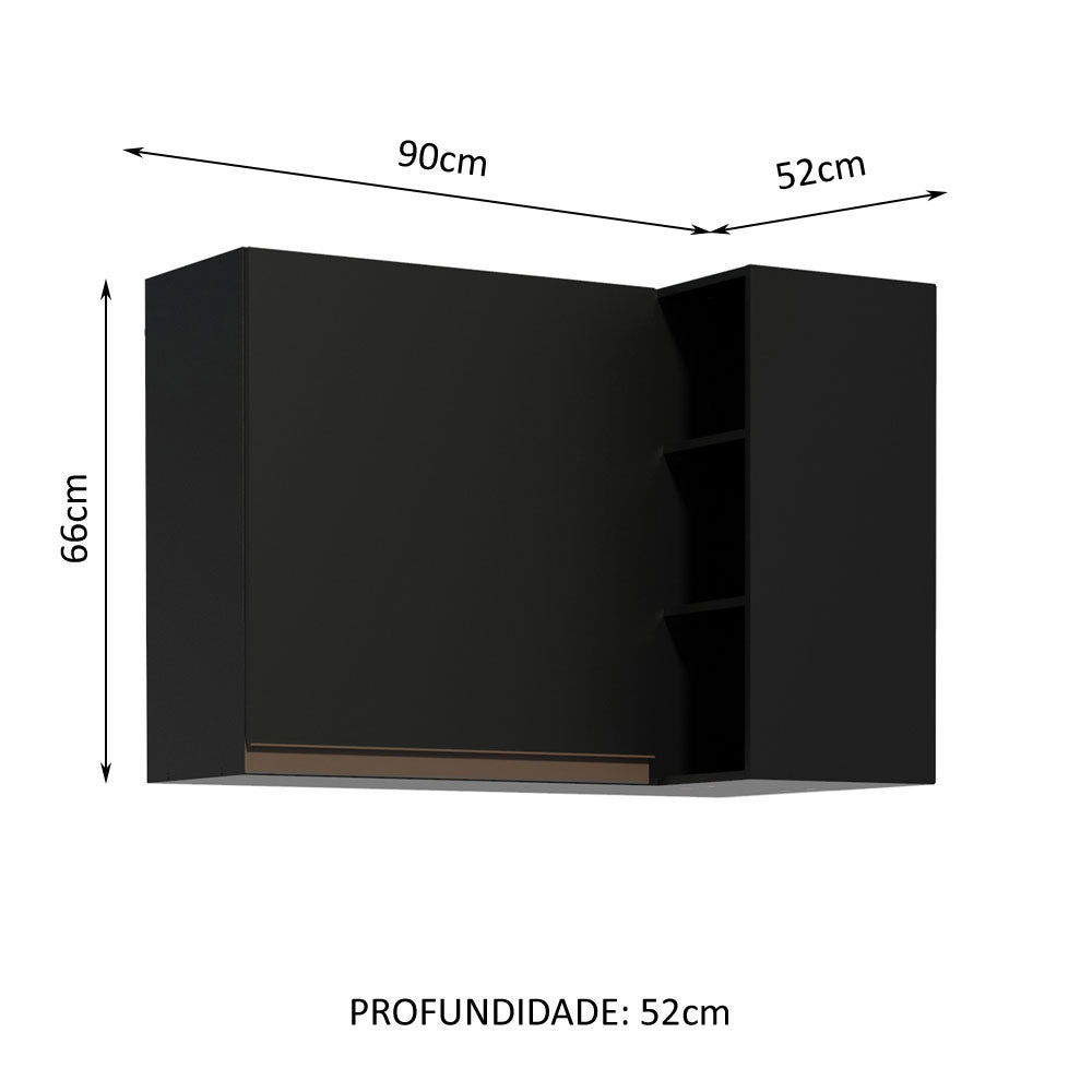 Mueble Superior de Cocina Reims Negro 90x66cm con Cinco Entrepaños y con Una Puerta - MUEBLES SUPERIORES DE COCINA | Bylmo