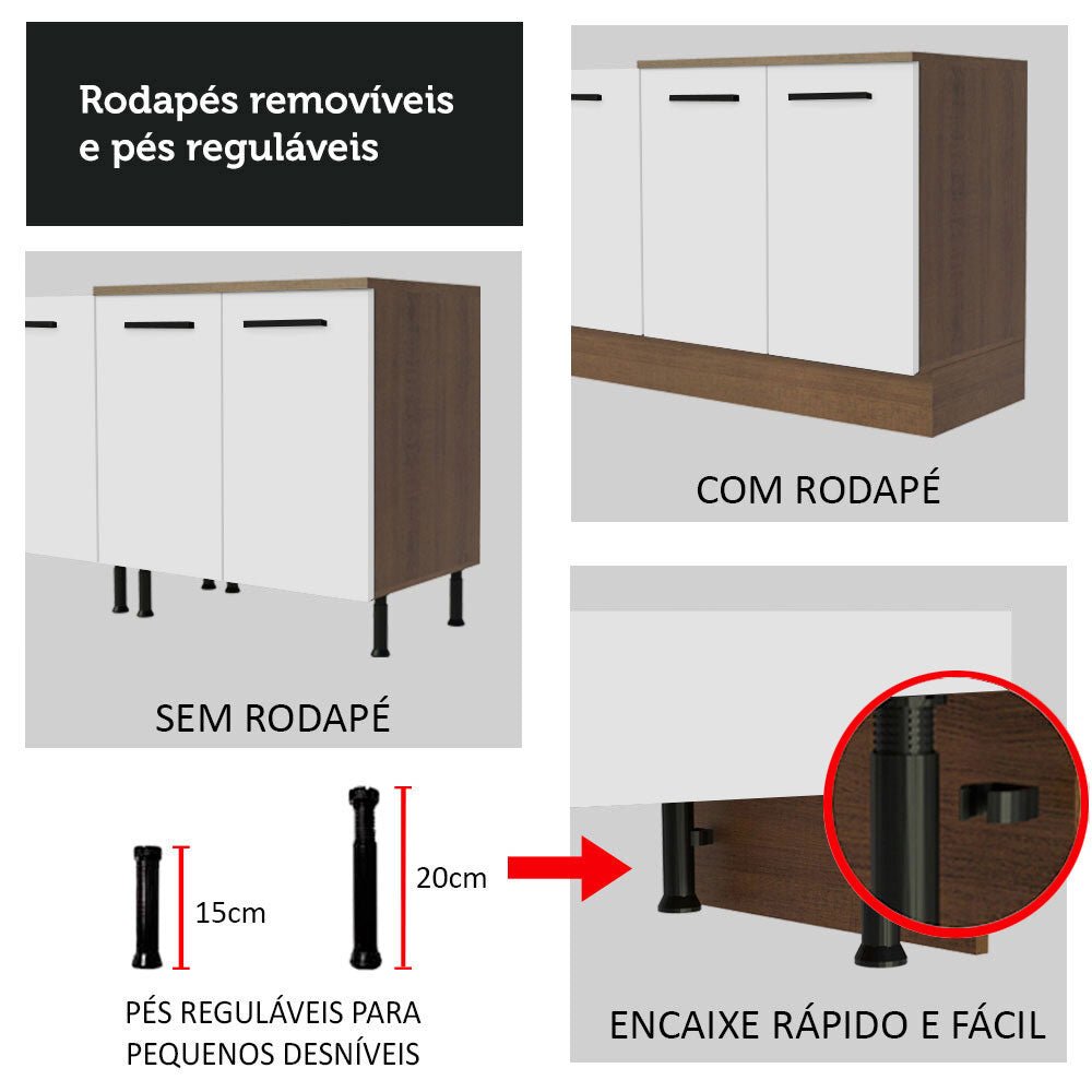 Cocina Integral Esquinero Modular Agata Marron y Blanco 399x225cm sin Mesón sin Estufa con Tres Cajones y con Veintitrés Entrepaños - COCINAS | Bylmo