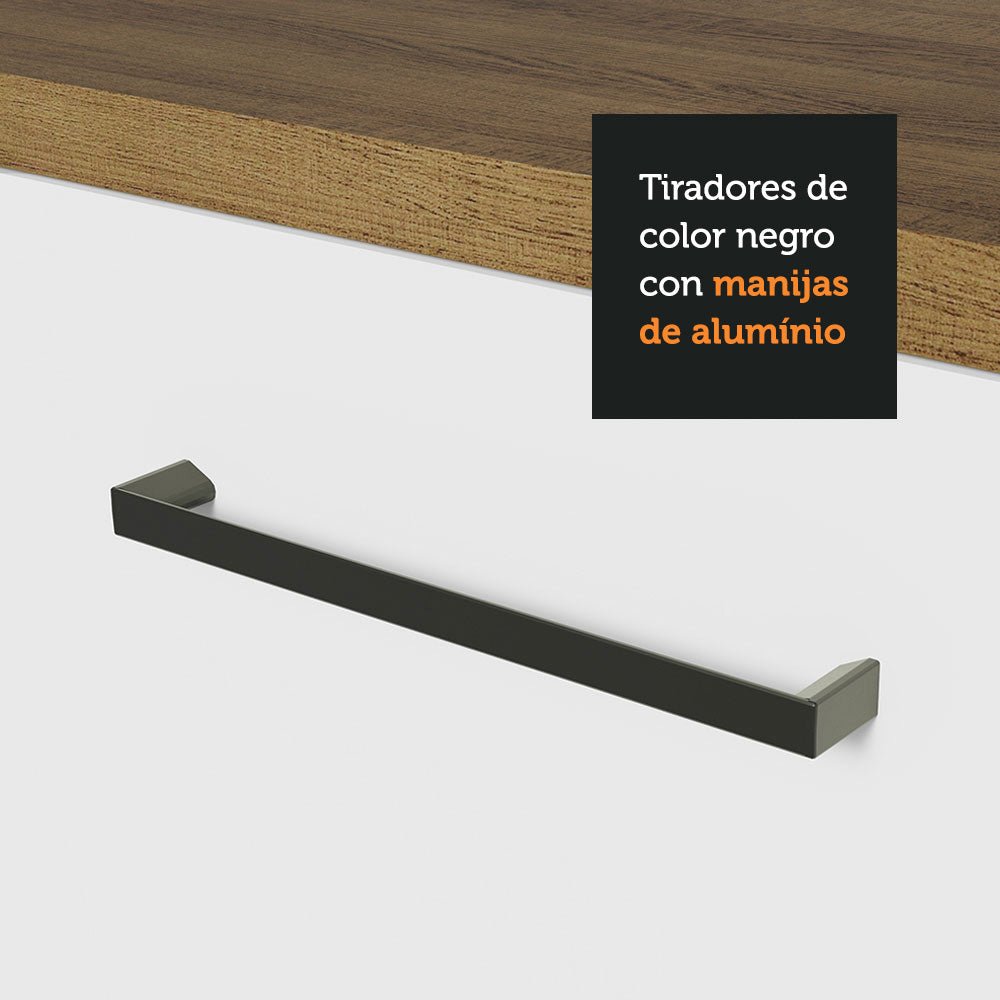Cocina Integral Esquinero Modular Agata Marron y Blanco 399x225cm sin Mesón sin Estufa con Tres Cajones y con Dieciocho Entrepaños - COCINAS | Bylmo
