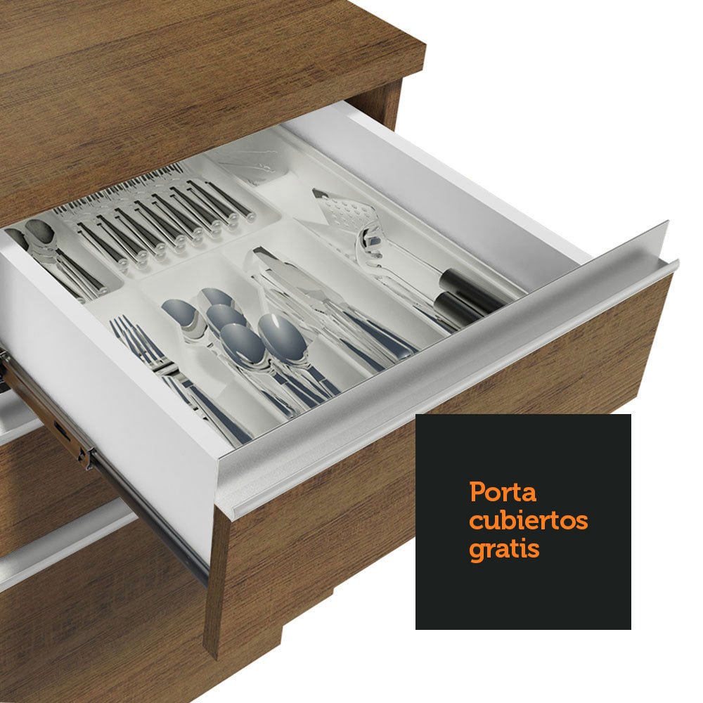 Cocina Integral Esquinero Modular Glamy Marron 329x225cm sin Mesón sin Estufa con Tres Cajones y con Diecisiete Entrepaños - COCINAS | Bylmo