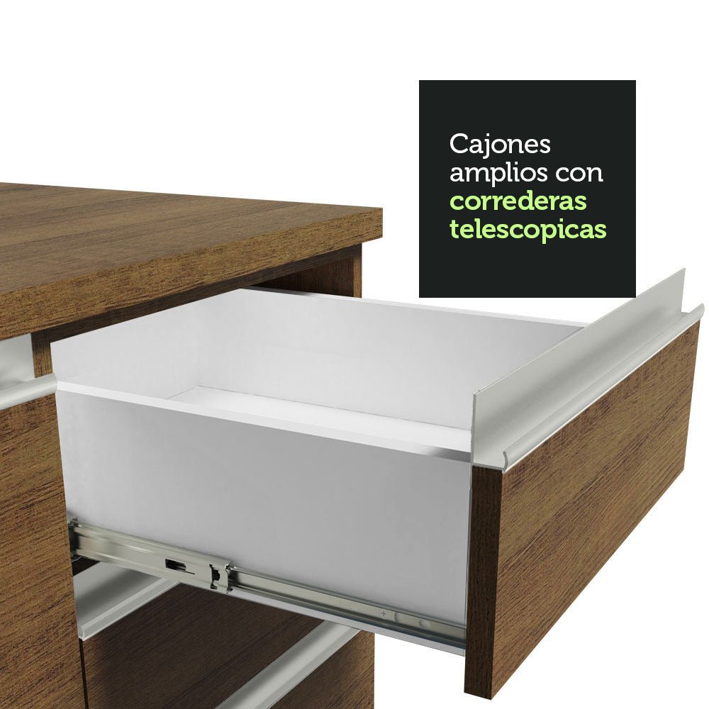 Cocina Integral Esquinero Modular Glamy Marron 329x225cm sin Mesón sin Estufa con Tres Cajones y con Diecisiete Entrepaños - COCINAS | Bylmo