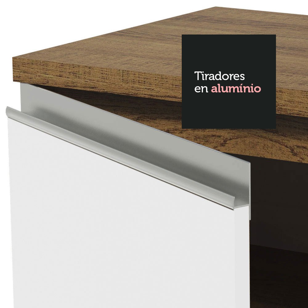 Cocina Integral Esquinero Modular Glamy Marron y Blanco 329x225cm sin Mesón sin Estufa con Tres Cajones y con Diecisiete Entrepaños - COCINAS | Bylmo