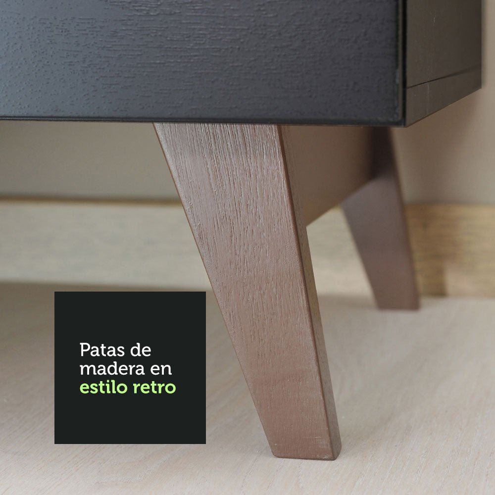 Cocina Integral Esquinero Modular Reims Negro 452x210cm con Mesón de Madera Aglomerada Mdp sin Estufa con Un Cajón y con Veinticinco Entrepaños - COCINAS | Bylmo