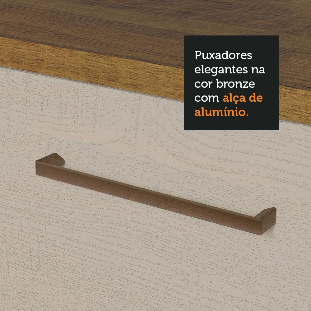 Cocina Integral Modular Agata Marron y Crema 220x225cm sin Mesón sin Estufa con Tres Cajones y con Diecisiete Entrepaños - COCINAS | Bylmo